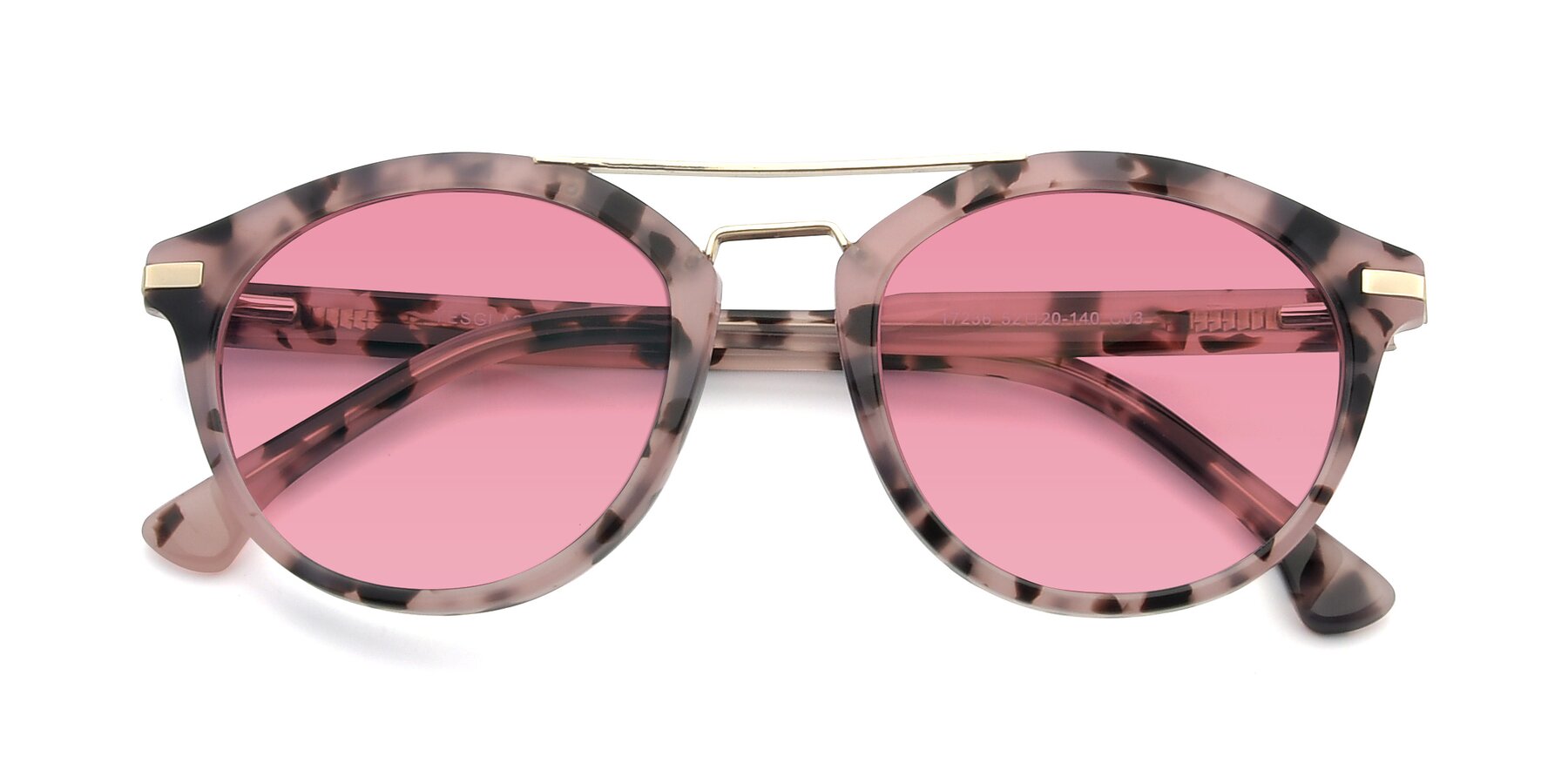 Folded Front of 17236 in Havana Floral-Gold with Medium Pink Tinted Lenses