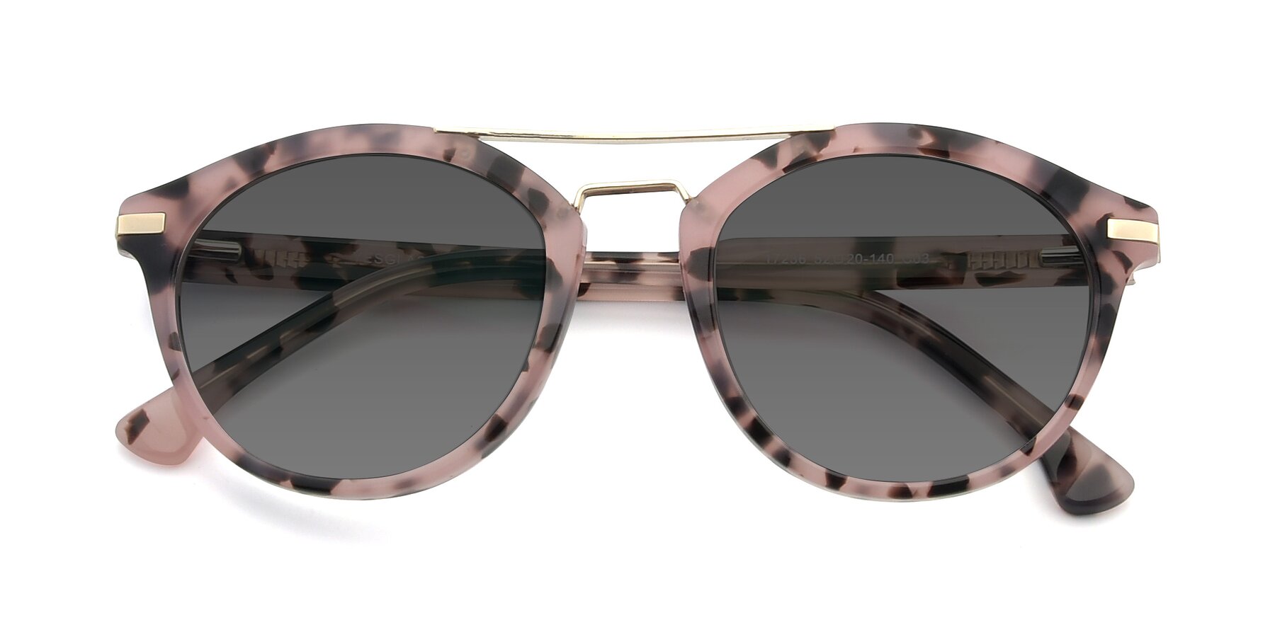 Folded Front of 17236 in Havana Floral-Gold with Medium Gray Tinted Lenses