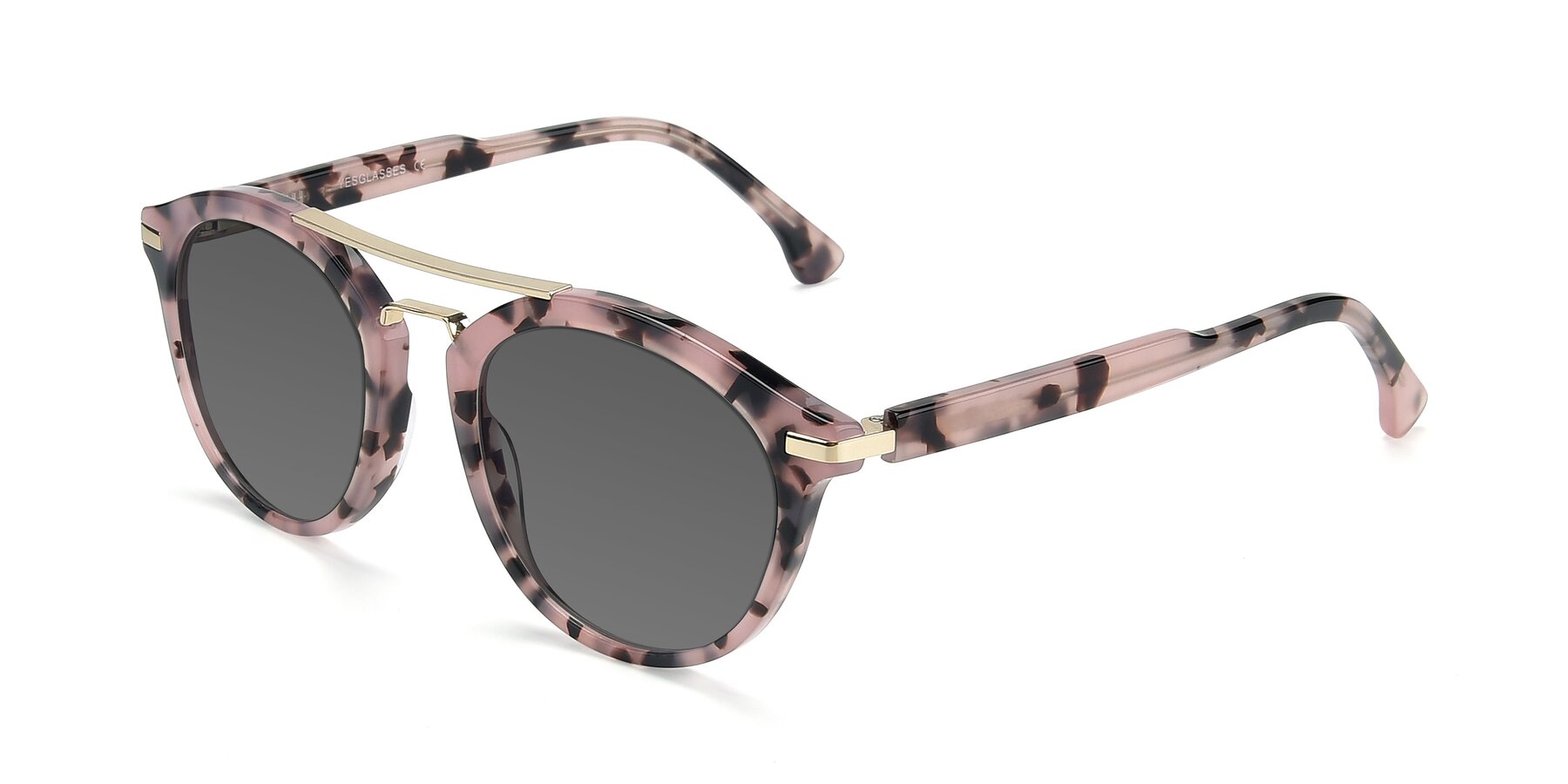 Angle of 17236 in Havana Floral-Gold with Medium Gray Tinted Lenses