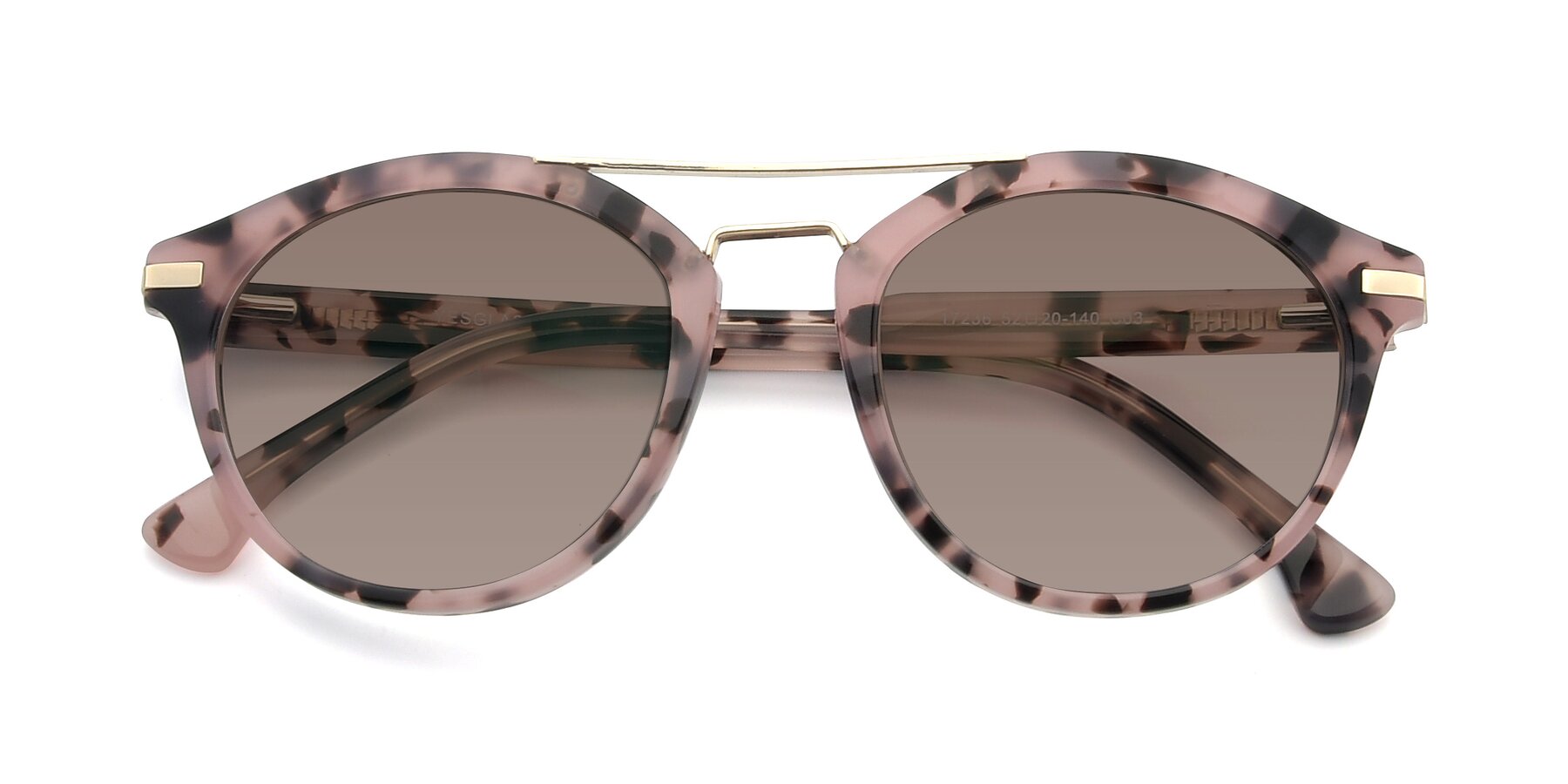 Folded Front of 17236 in Havana Floral-Gold with Medium Brown Tinted Lenses