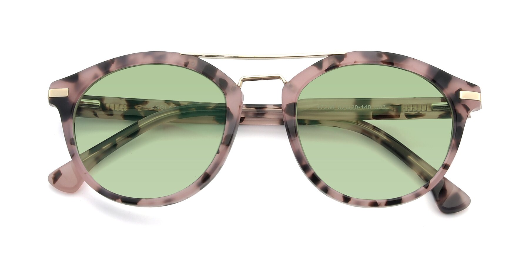 Folded Front of 17236 in Havana Floral-Gold with Medium Green Tinted Lenses
