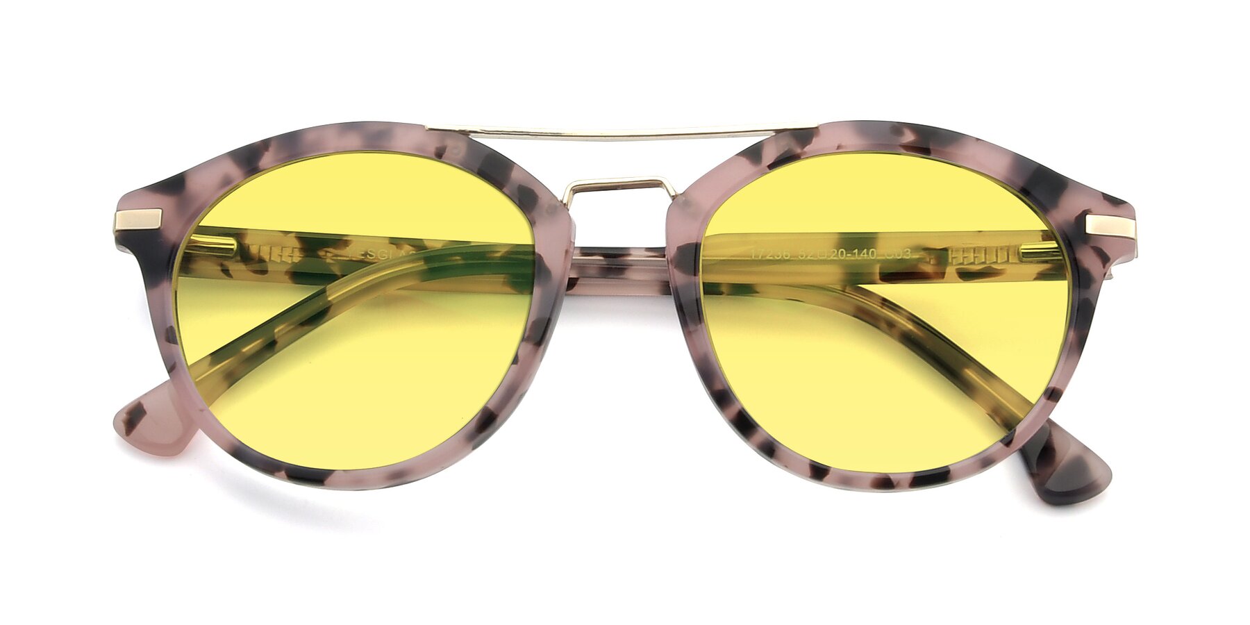 Folded Front of 17236 in Havana Floral-Gold with Medium Yellow Tinted Lenses