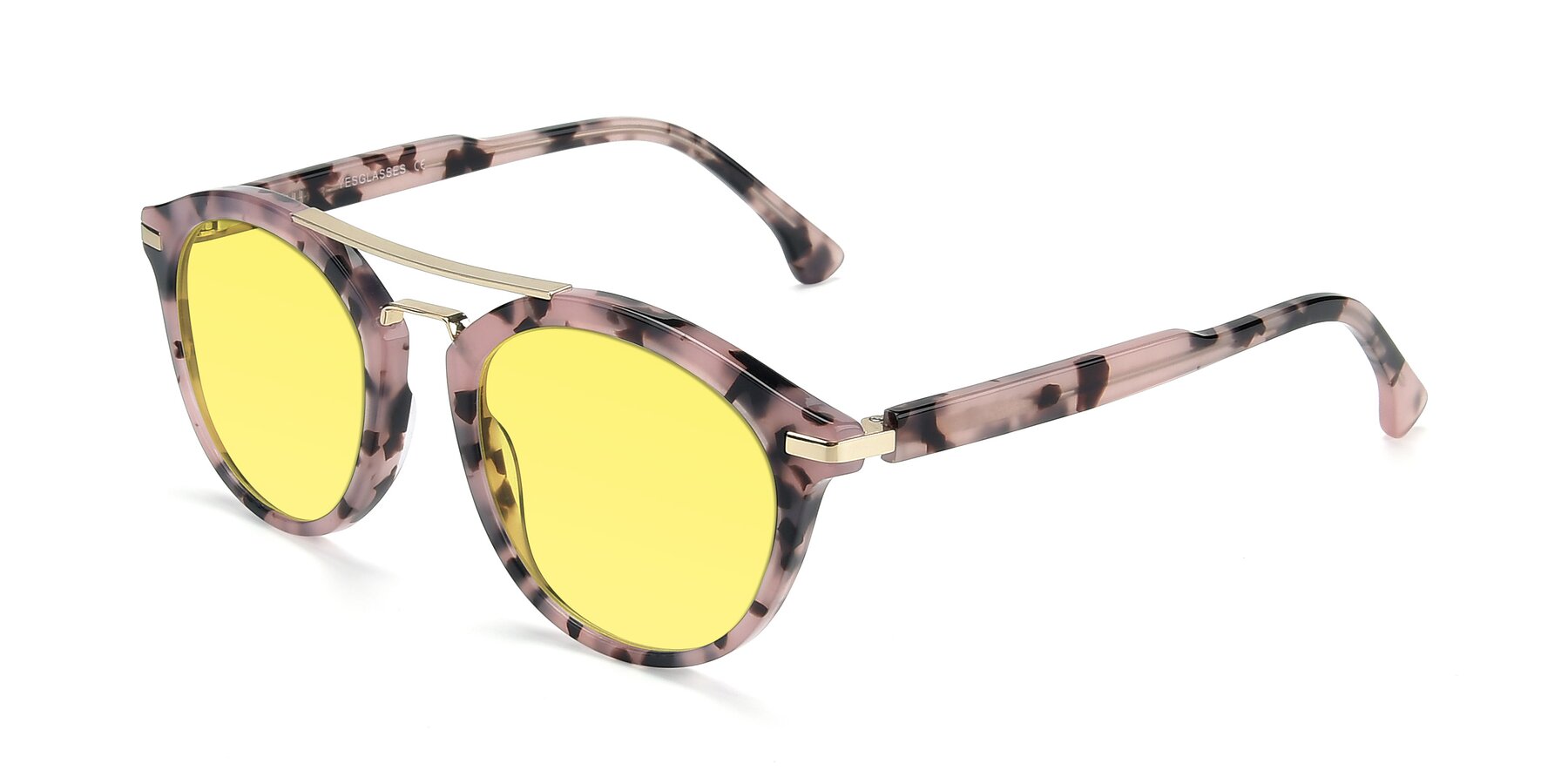 Angle of 17236 in Havana Floral-Gold with Medium Yellow Tinted Lenses
