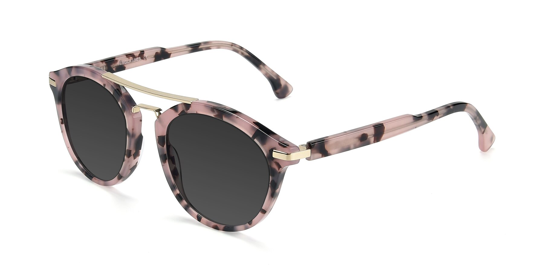 Angle of 17236 in Havana Floral-Gold with Gray Tinted Lenses