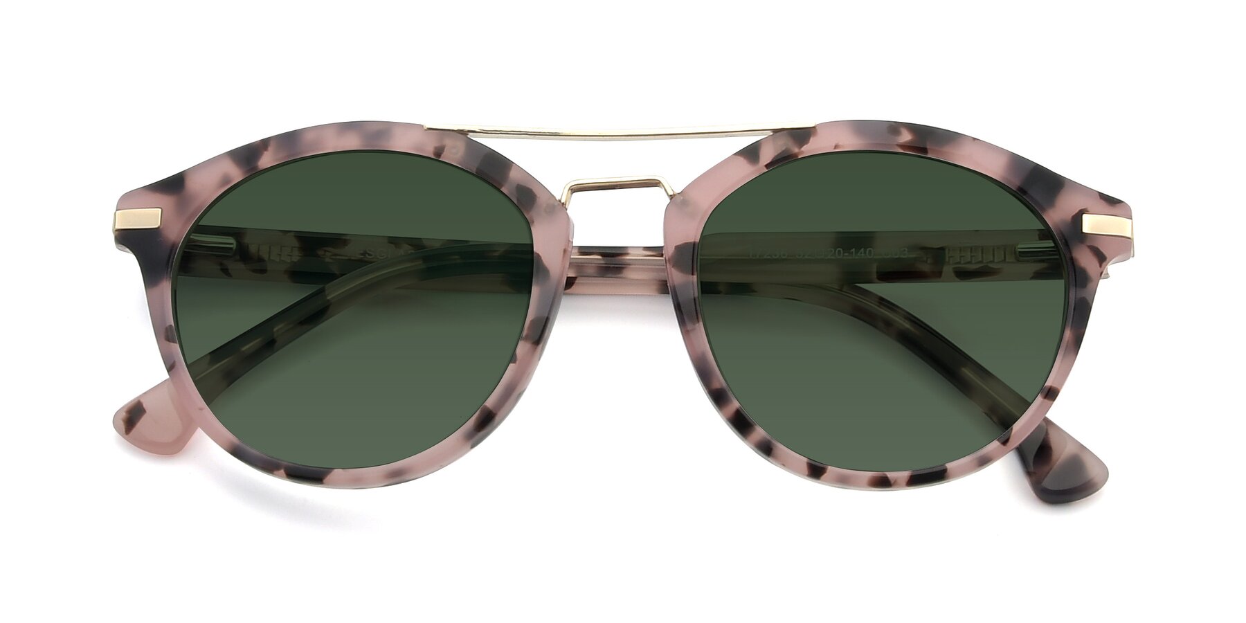 Folded Front of 17236 in Havana Floral-Gold with Green Tinted Lenses