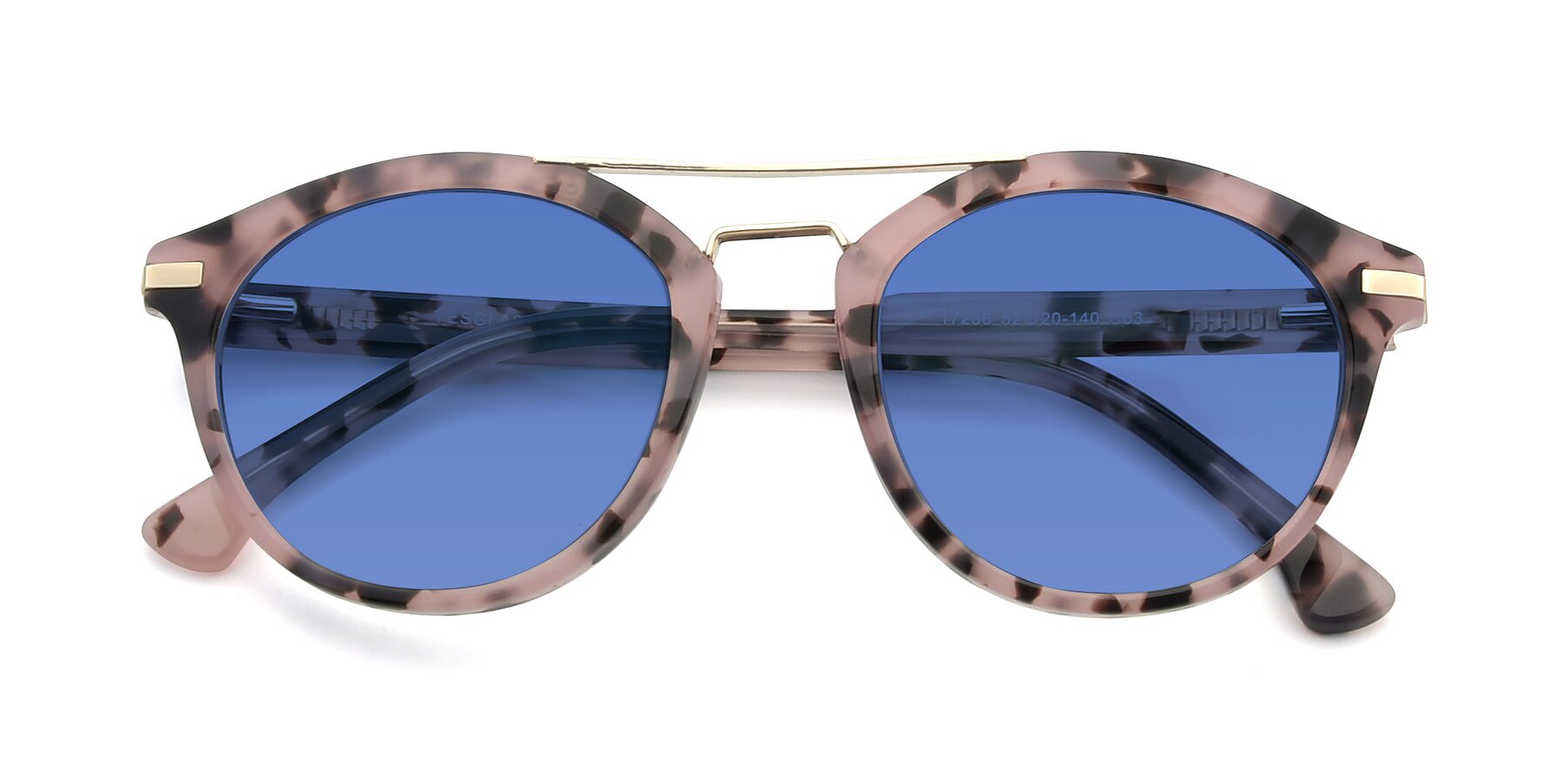 Folded Front of 17236 in Havana Floral-Gold with Blue Tinted Lenses