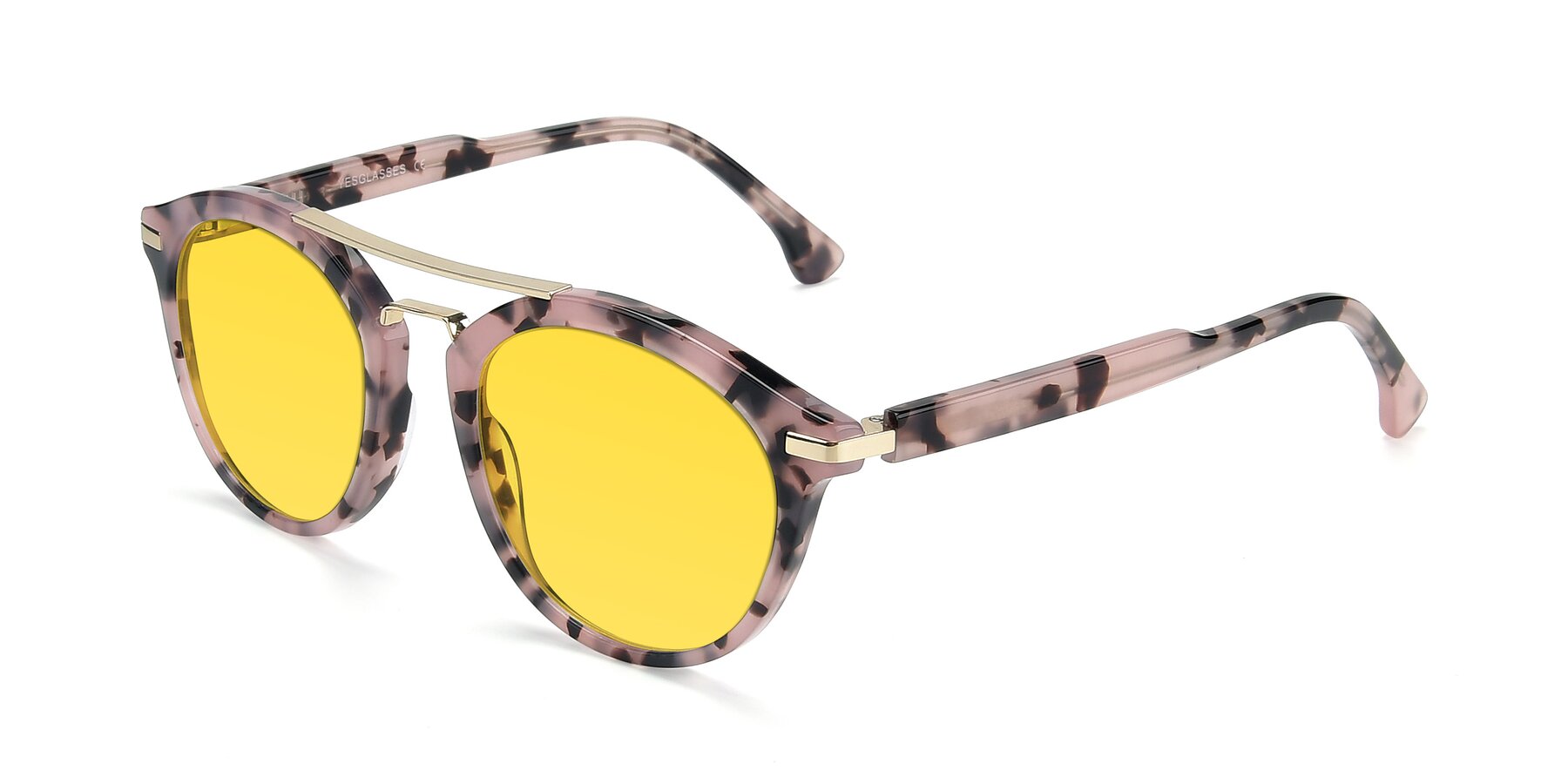 Angle of 17236 in Havana Floral-Gold with Yellow Tinted Lenses