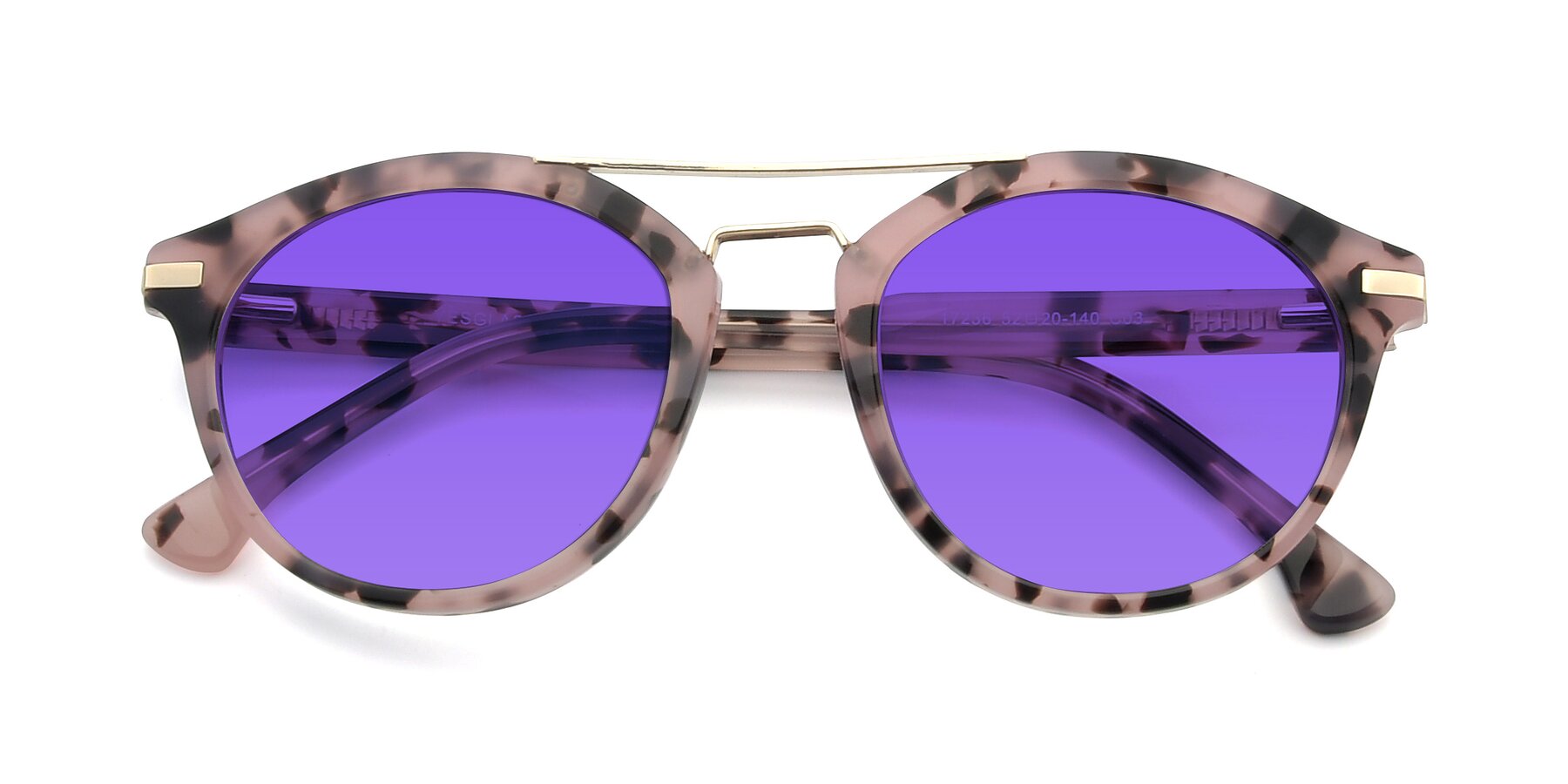 Folded Front of 17236 in Havana Floral-Gold with Purple Tinted Lenses