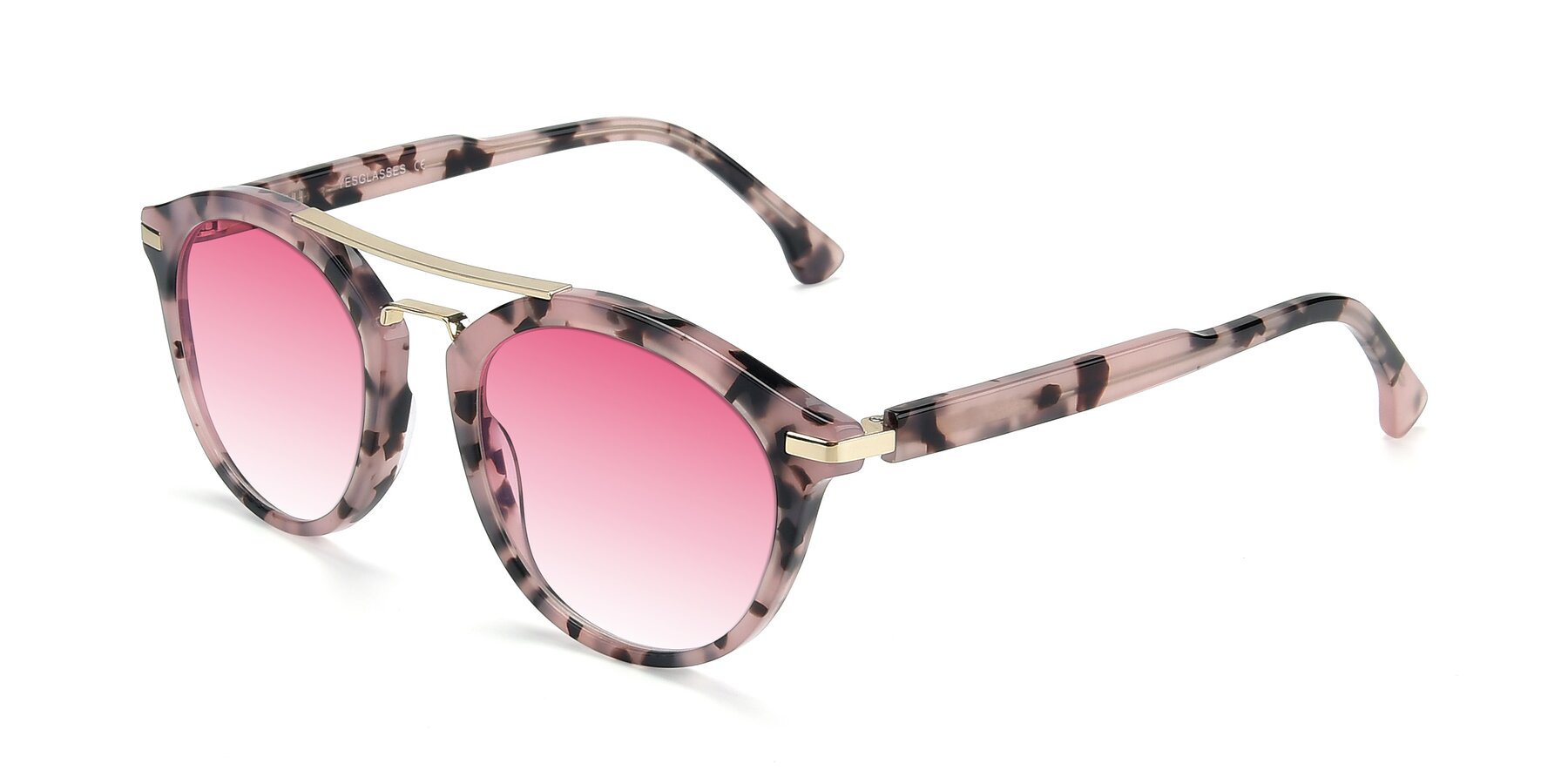Angle of 17236 in Havana Floral-Gold with Pink Gradient Lenses