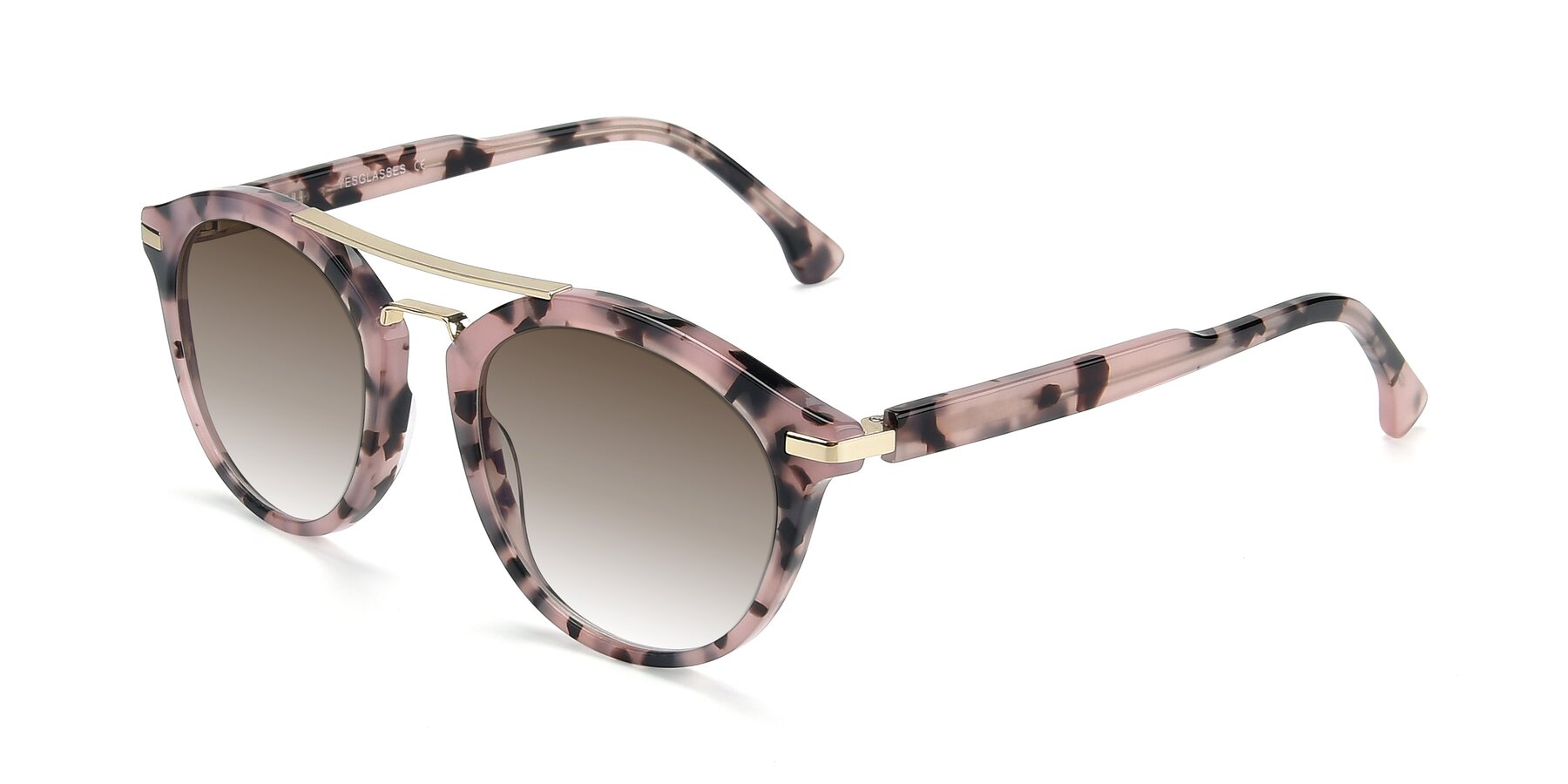 Angle of 17236 in Havana Floral-Gold with Brown Gradient Lenses