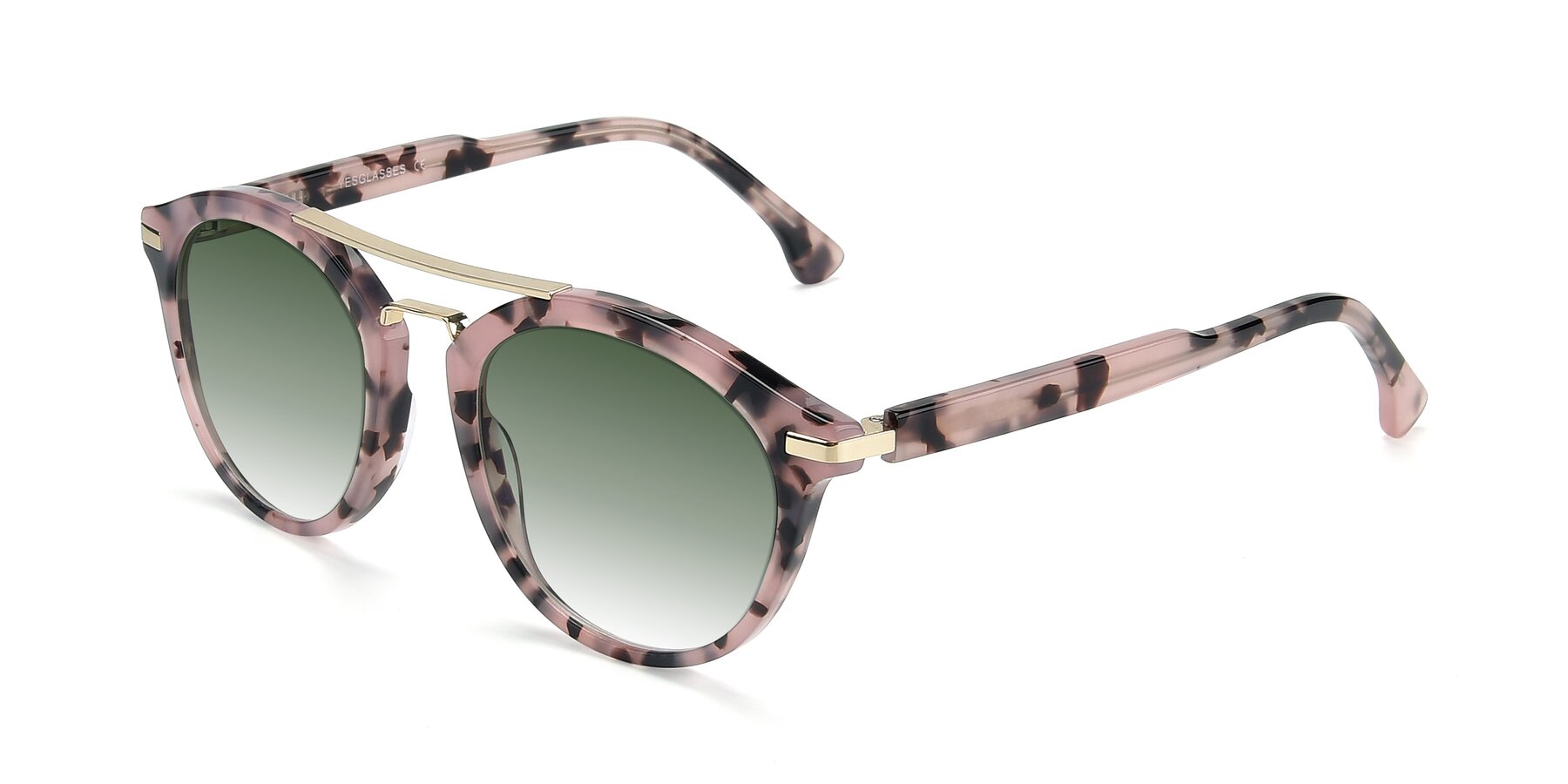 Angle of 17236 in Havana Floral-Gold with Green Gradient Lenses