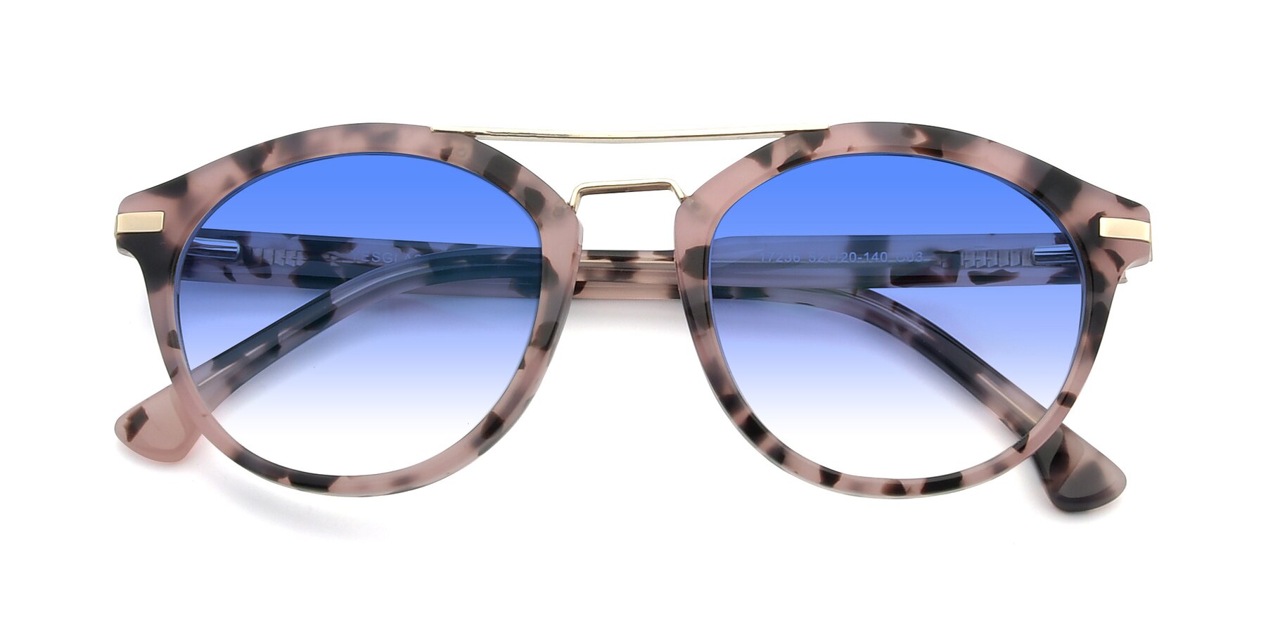 Folded Front of 17236 in Havana Floral-Gold with Blue Gradient Lenses