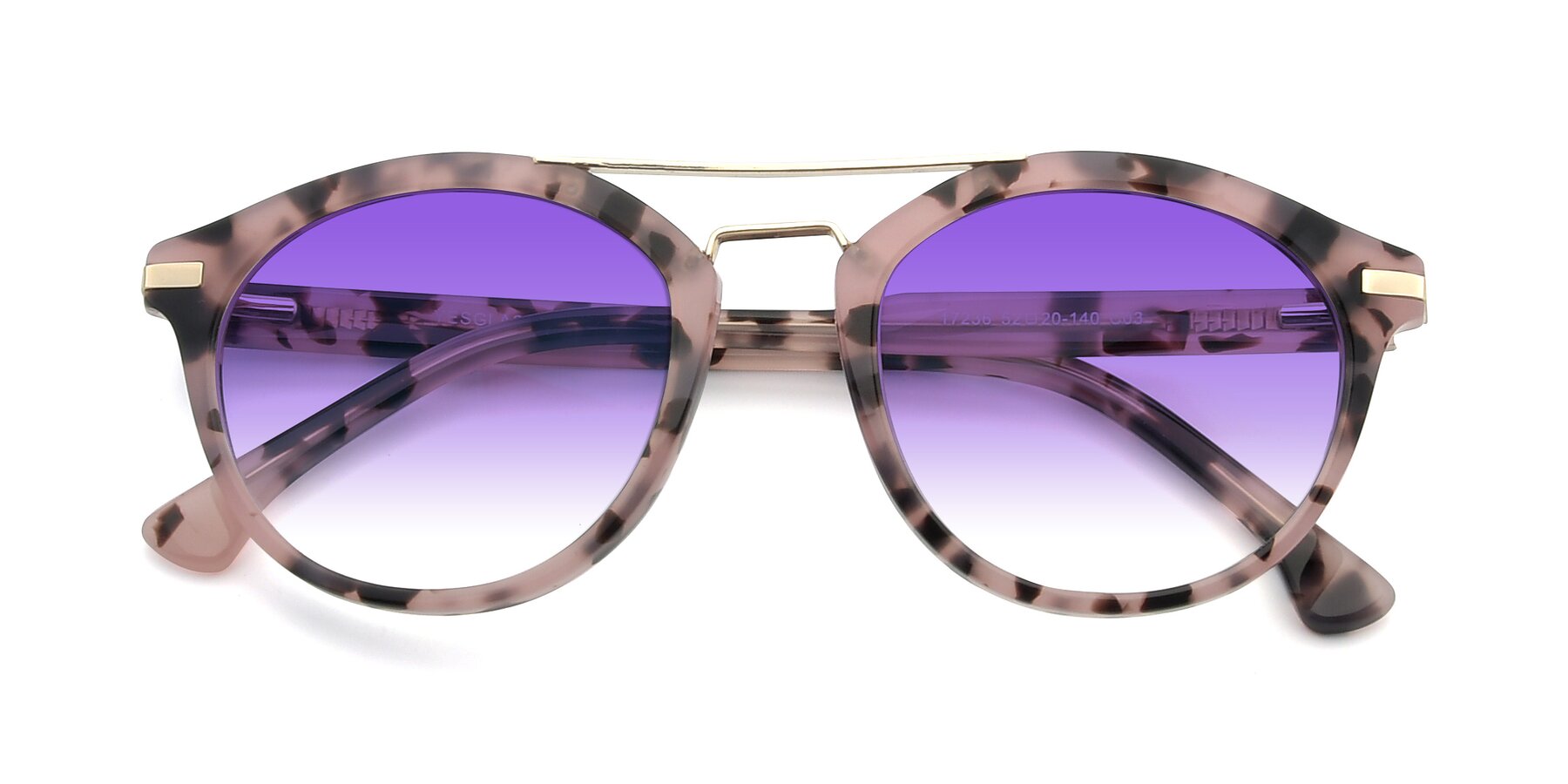 Folded Front of 17236 in Havana Floral-Gold with Purple Gradient Lenses