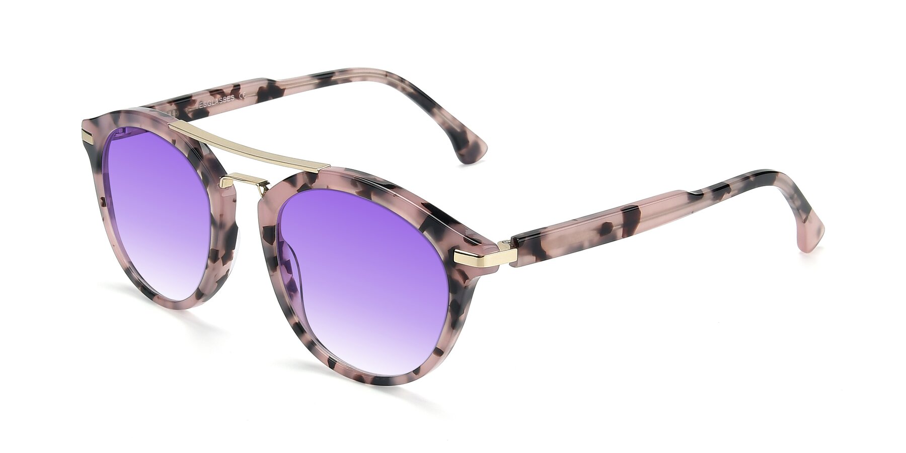 Angle of 17236 in Havana Floral-Gold with Purple Gradient Lenses