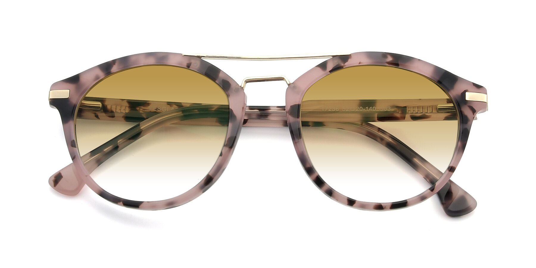 Folded Front of 17236 in Havana Floral-Gold with Champagne Gradient Lenses