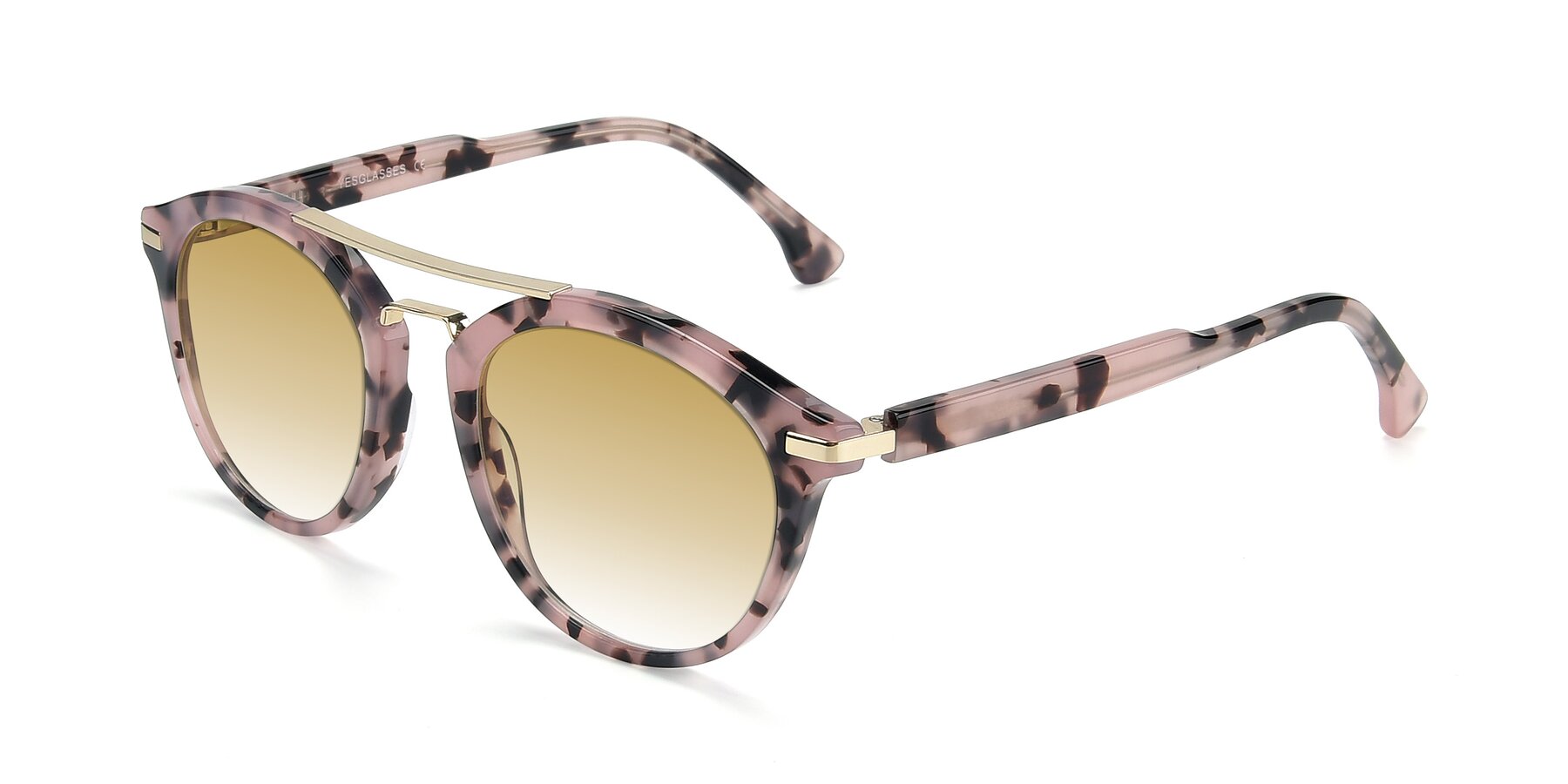 Angle of 17236 in Havana Floral-Gold with Champagne Gradient Lenses