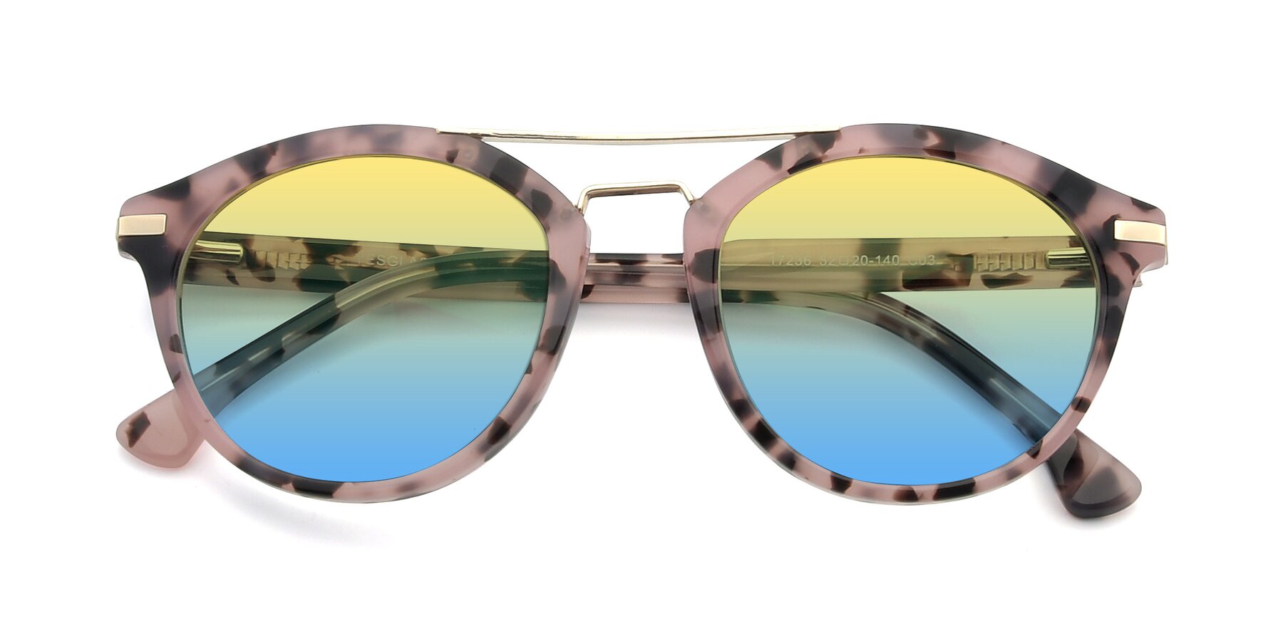 Folded Front of 17236 in Havana Floral-Gold with Yellow / Blue Gradient Lenses