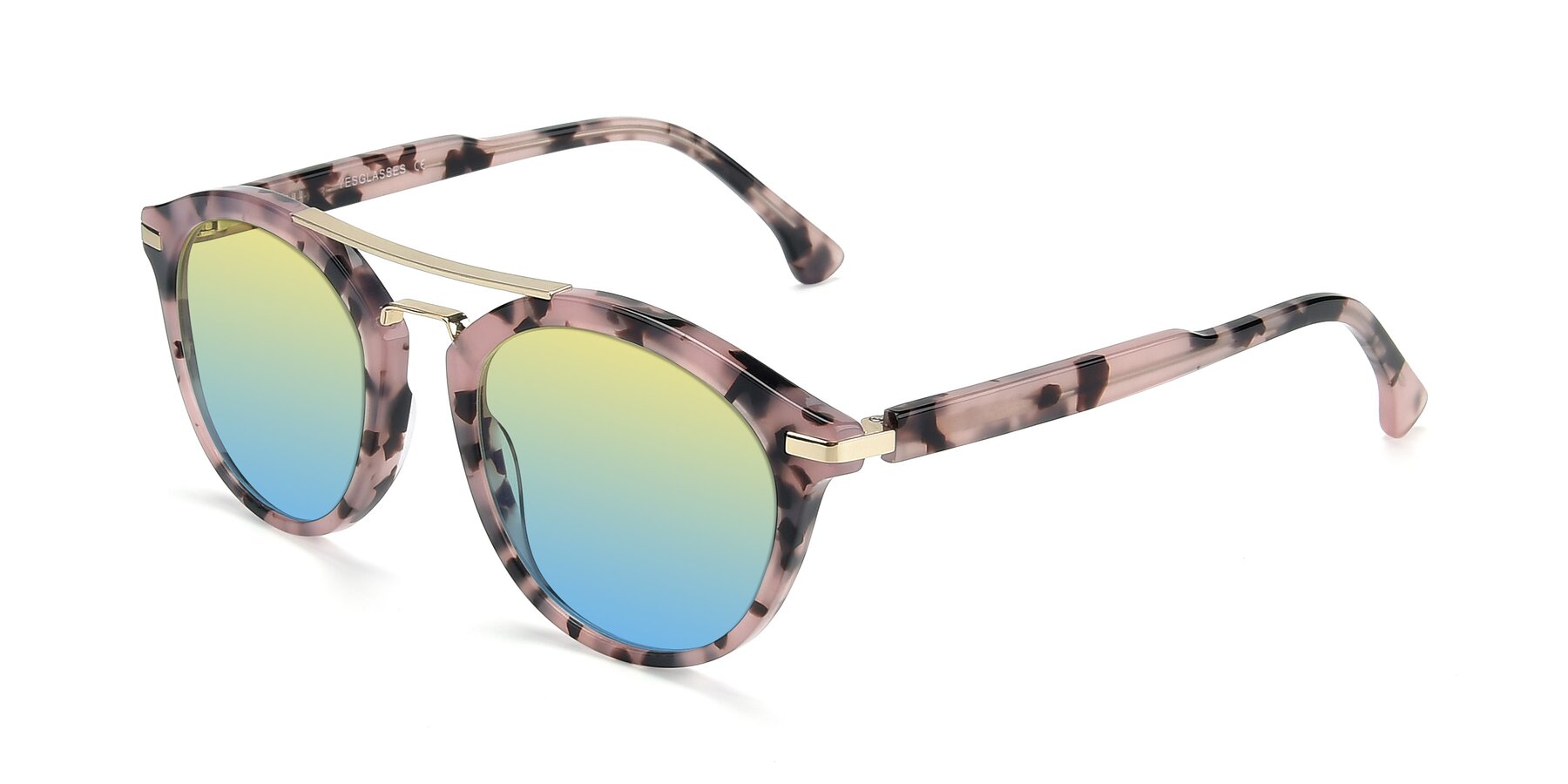 Angle of 17236 in Havana Floral-Gold with Yellow / Blue Gradient Lenses