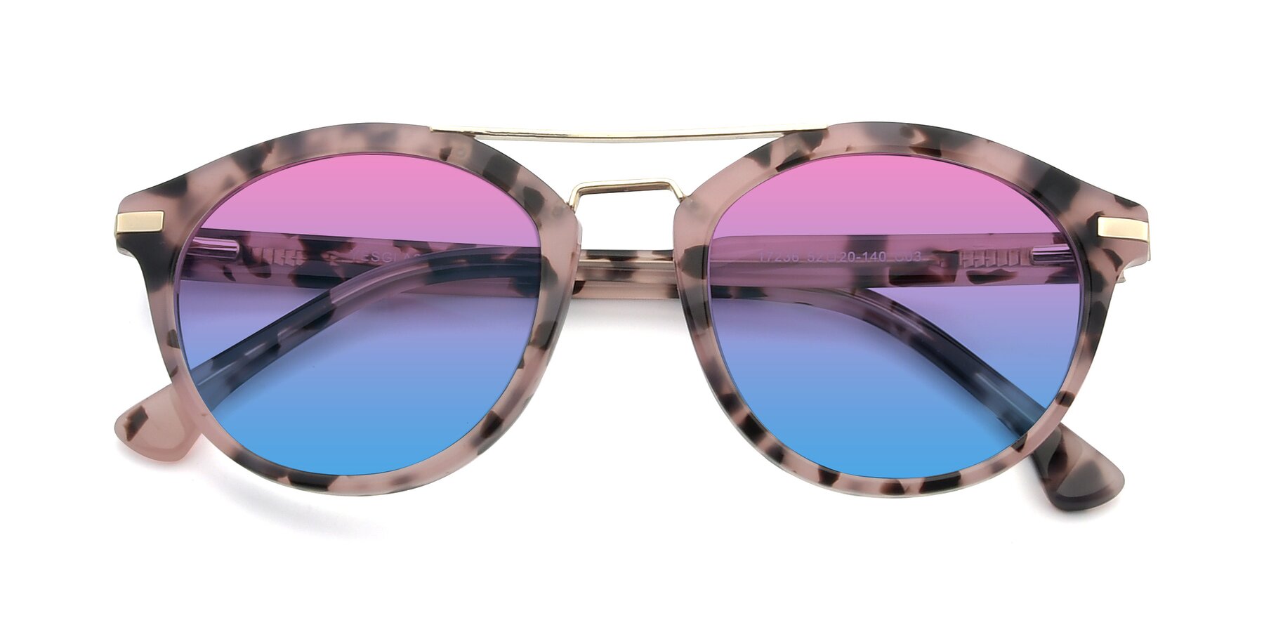 Folded Front of 17236 in Havana Floral-Gold with Pink / Blue Gradient Lenses