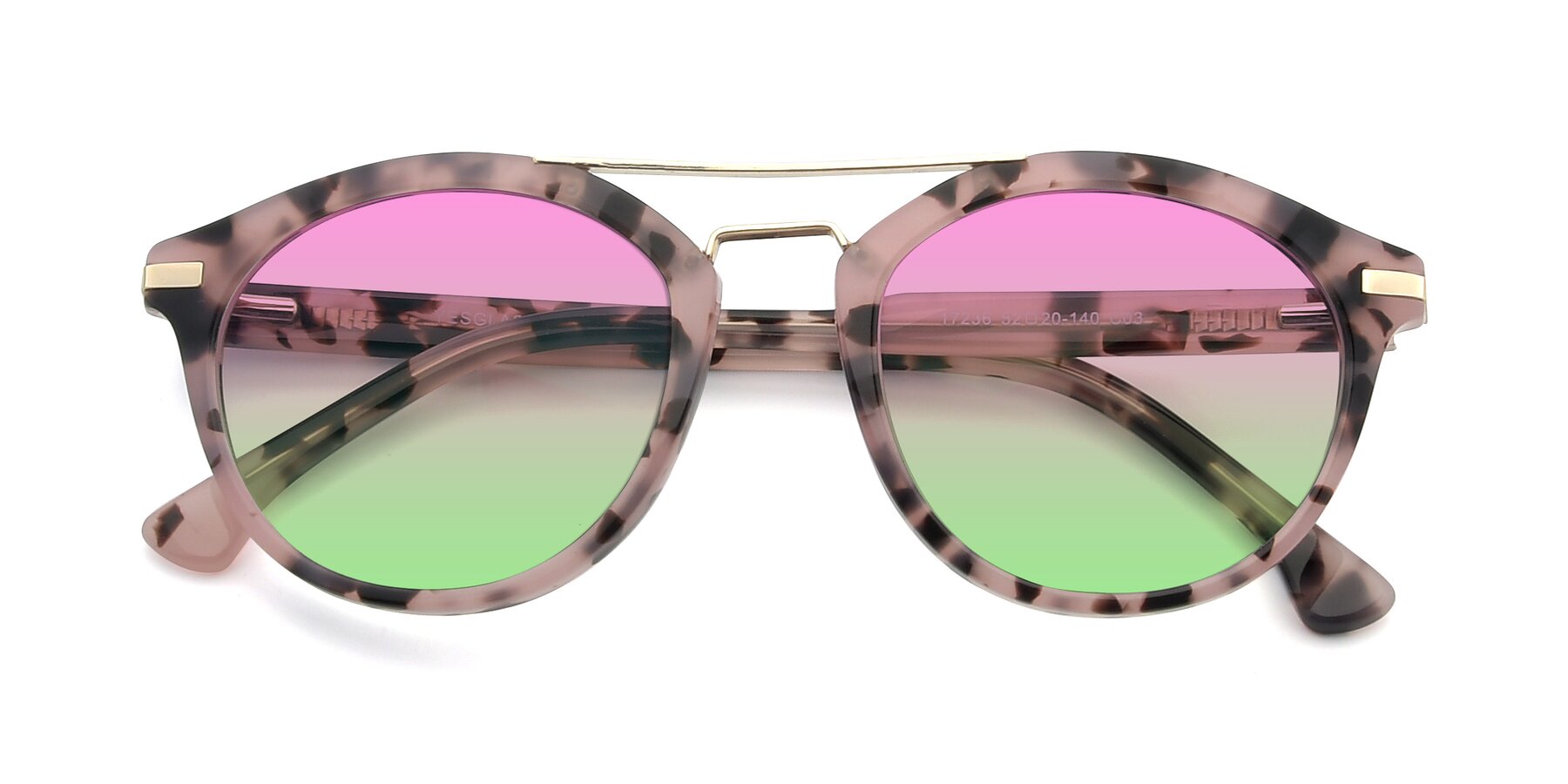 Folded Front of 17236 in Havana Floral-Gold with Pink / Green Gradient Lenses