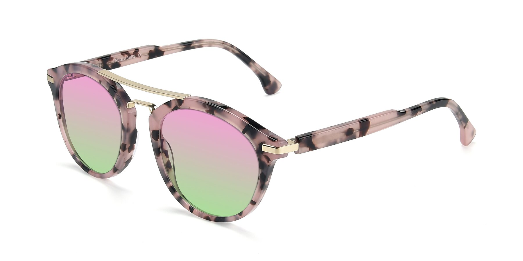 Angle of 17236 in Havana Floral-Gold with Pink / Green Gradient Lenses