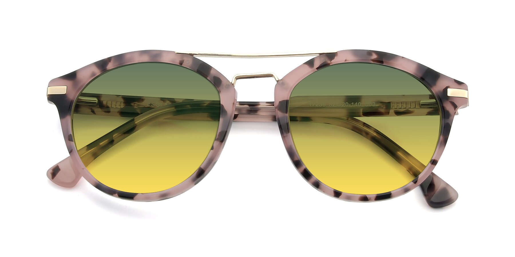 Folded Front of 17236 in Havana Floral-Gold with Green / Yellow Gradient Lenses