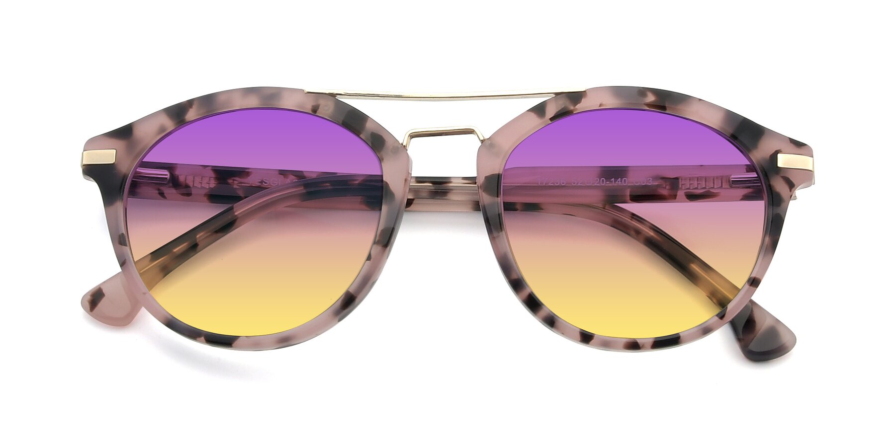 Folded Front of 17236 in Havana Floral-Gold with Purple / Yellow Gradient Lenses