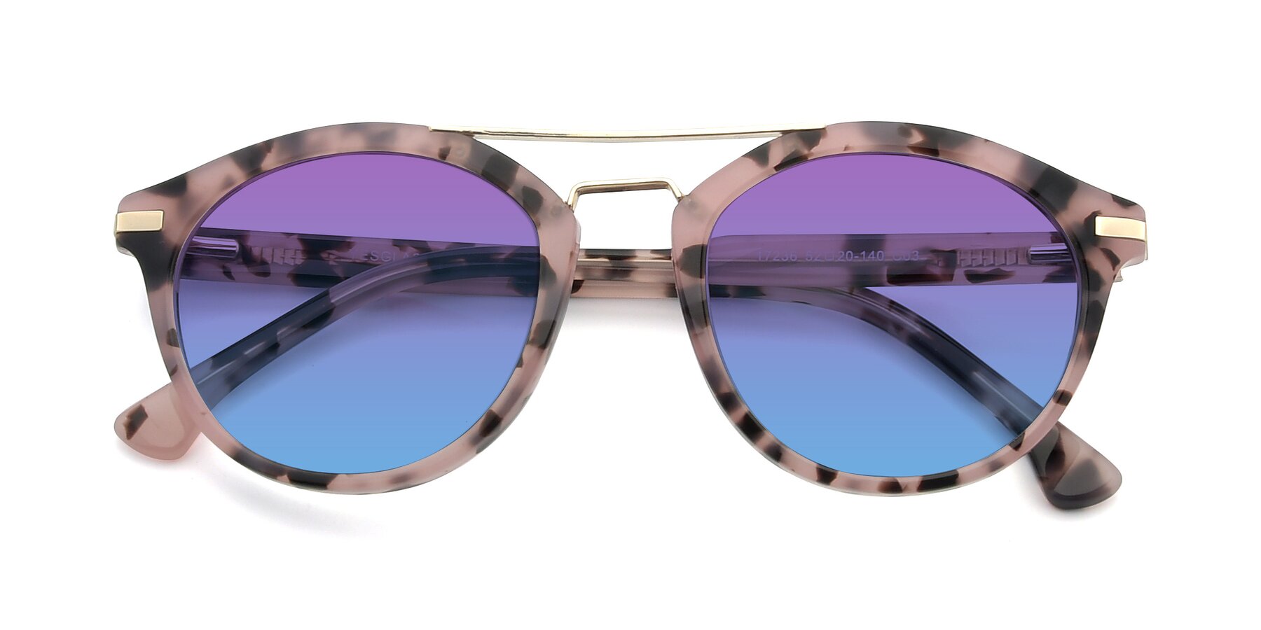 Folded Front of 17236 in Havana Floral-Gold with Purple / Blue Gradient Lenses