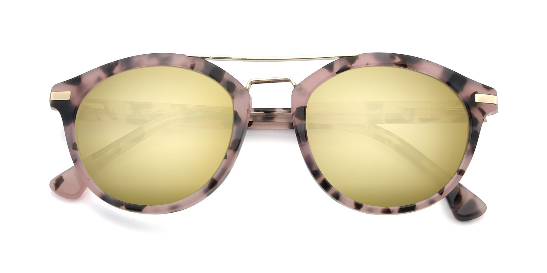 Folded Front of 17236 in Havana Floral-Gold with Gold Mirrored Lenses