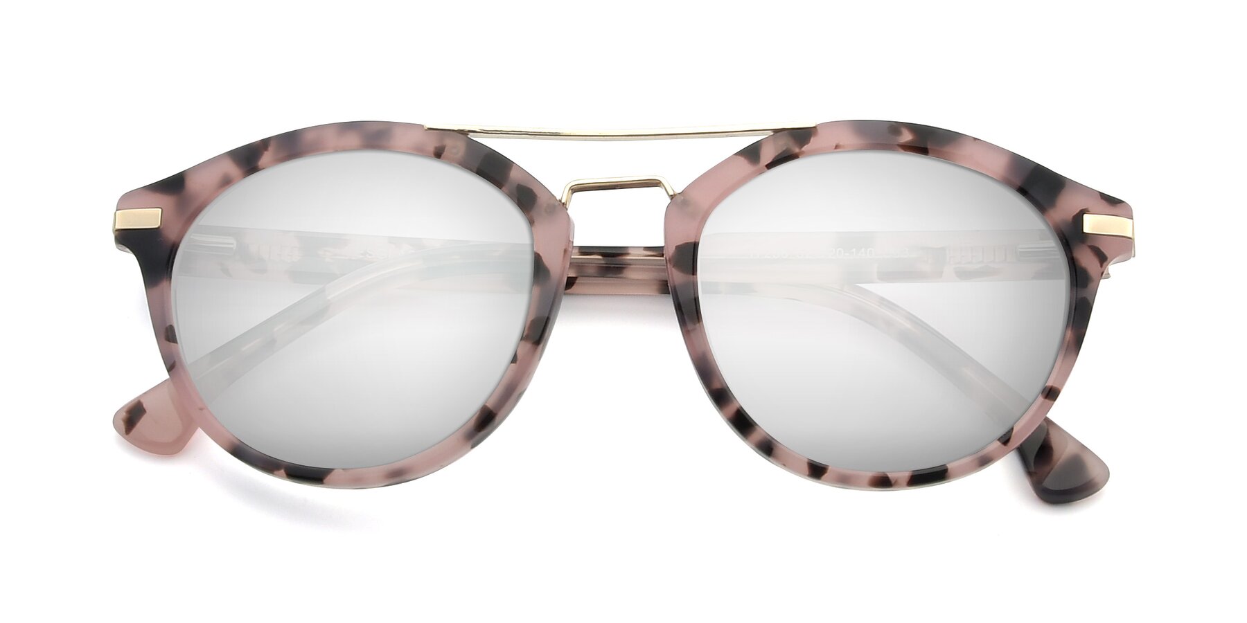 Folded Front of 17236 in Havana Floral-Gold with Silver Mirrored Lenses