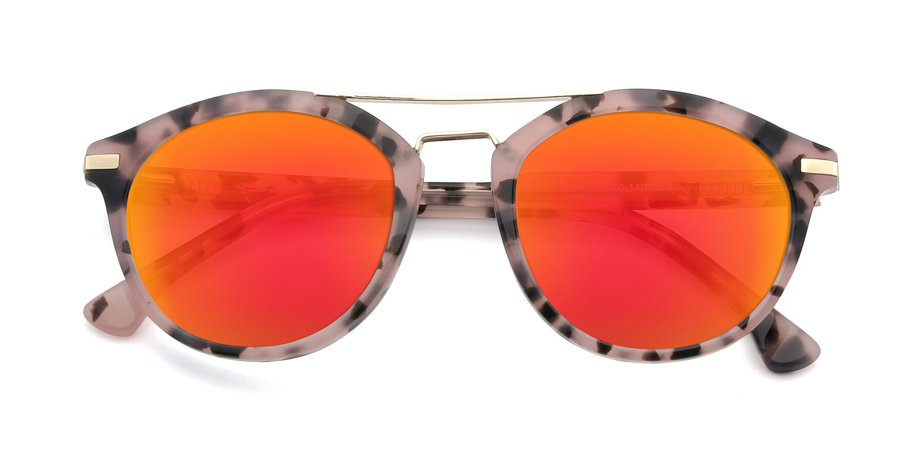 Folded Front of 17236 in Havana Floral-Gold with Red Gold Mirrored Lenses