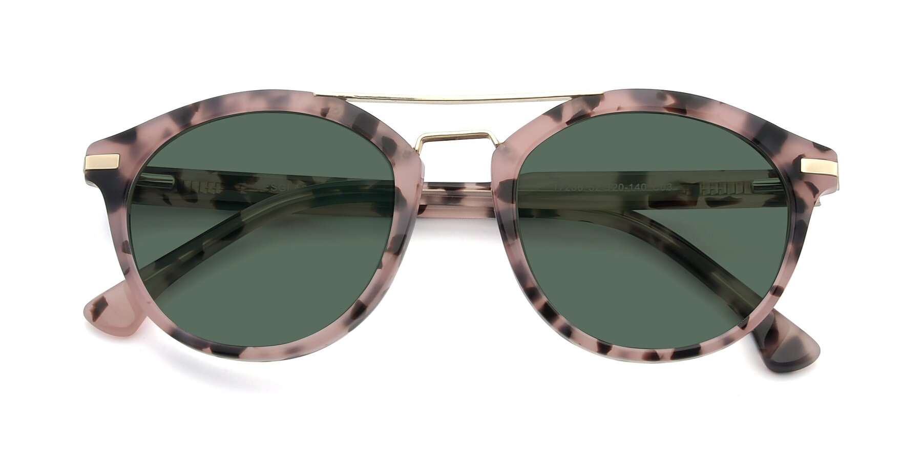 Folded Front of 17236 in Havana Floral-Gold with Green Polarized Lenses