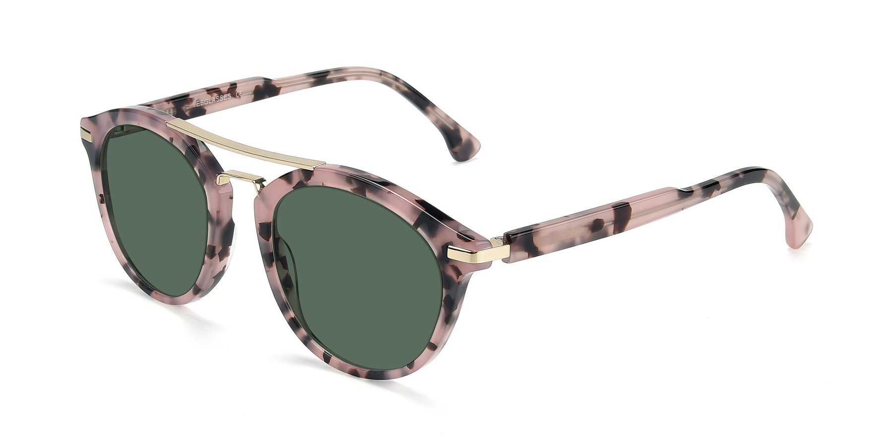 Angle of 17236 in Havana Floral-Gold with Green Polarized Lenses
