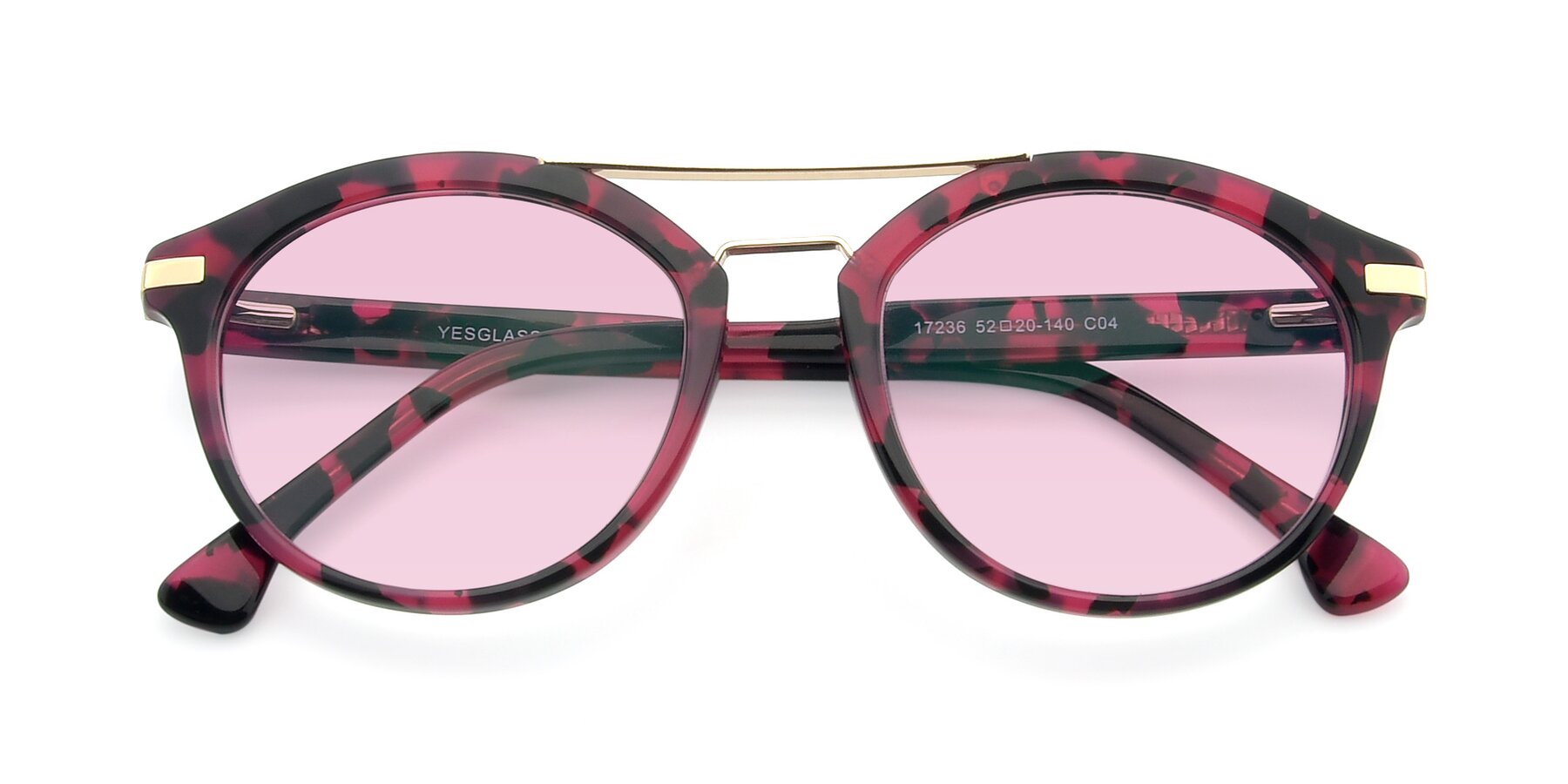 Folded Front of 17236 in Wine Tortoise with Light Pink Tinted Lenses
