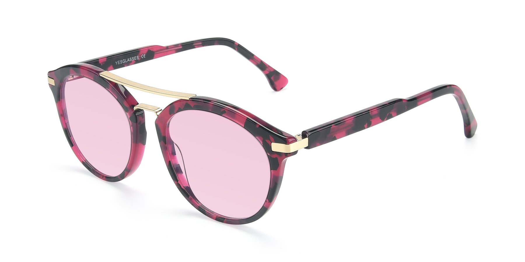 Angle of 17236 in Wine Tortoise with Light Pink Tinted Lenses
