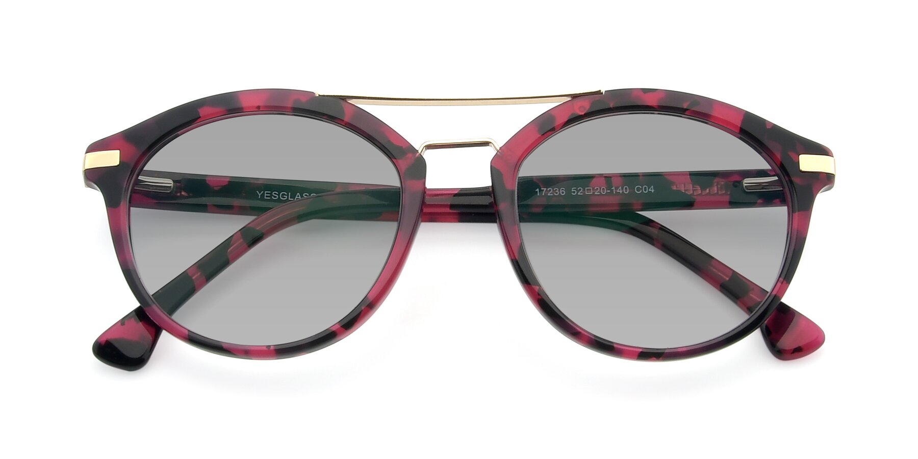 Folded Front of 17236 in Wine Tortoise with Light Gray Tinted Lenses