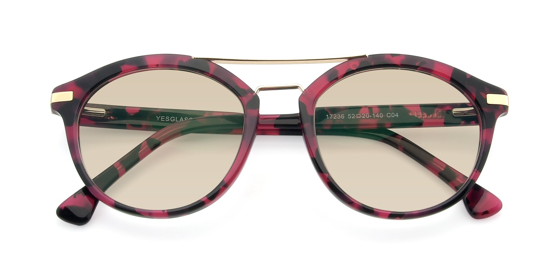 Folded Front of 17236 in Wine Tortoise with Light Brown Tinted Lenses