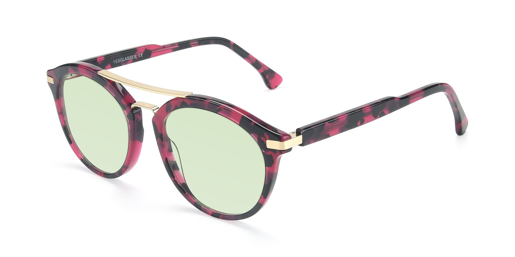 Angle of 17236 in Wine Tortoise with Light Green Tinted Lenses