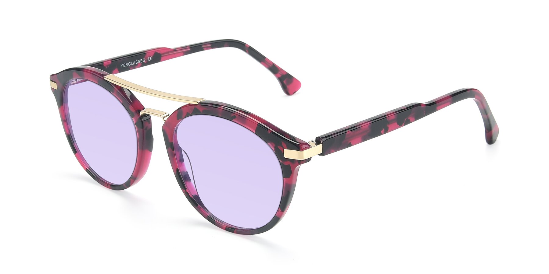 Angle of 17236 in Wine Tortoise with Light Purple Tinted Lenses