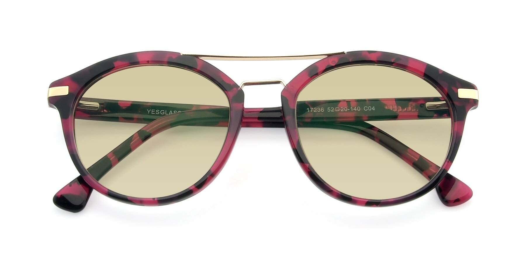 Folded Front of 17236 in Wine Tortoise with Light Champagne Tinted Lenses