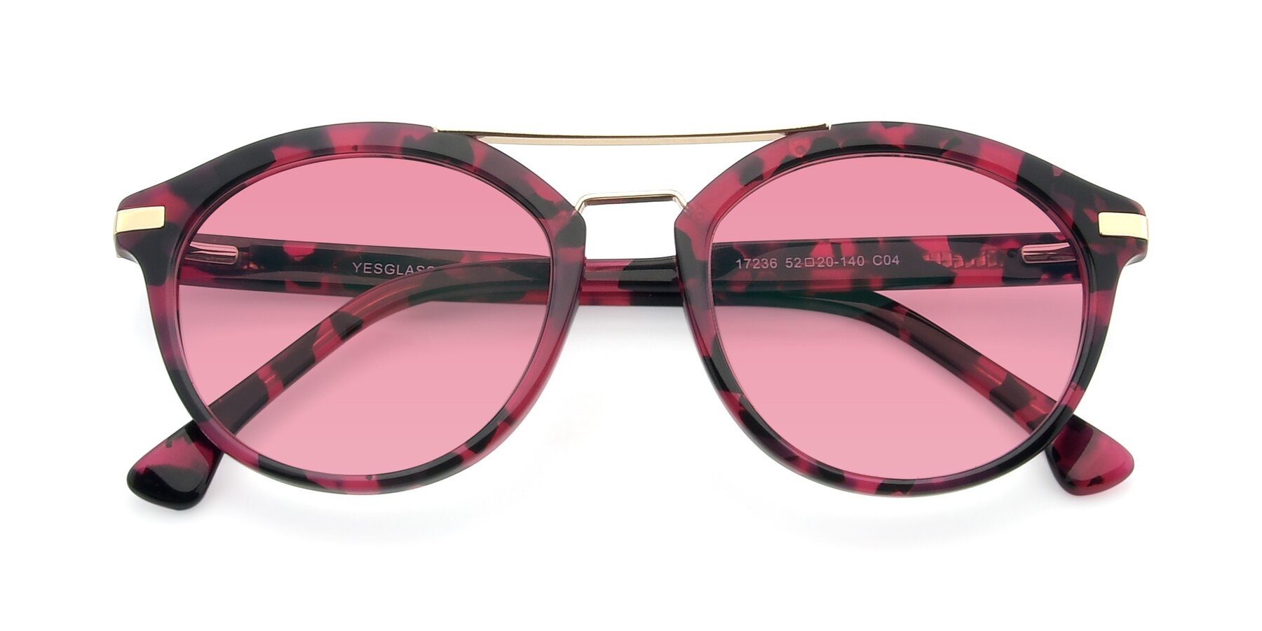 Folded Front of 17236 in Wine Tortoise with Pink Tinted Lenses