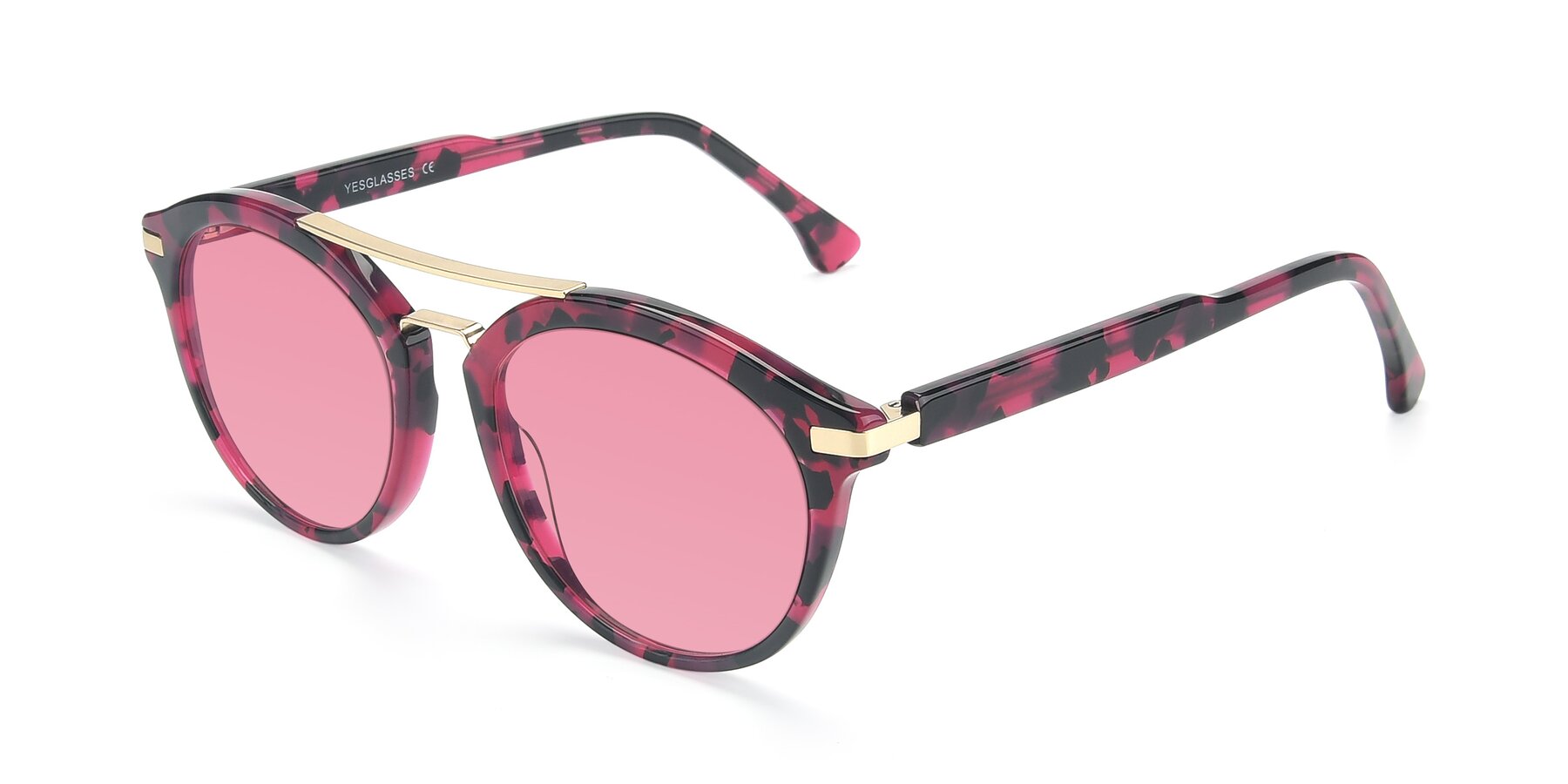 Angle of 17236 in Wine Tortoise with Pink Tinted Lenses