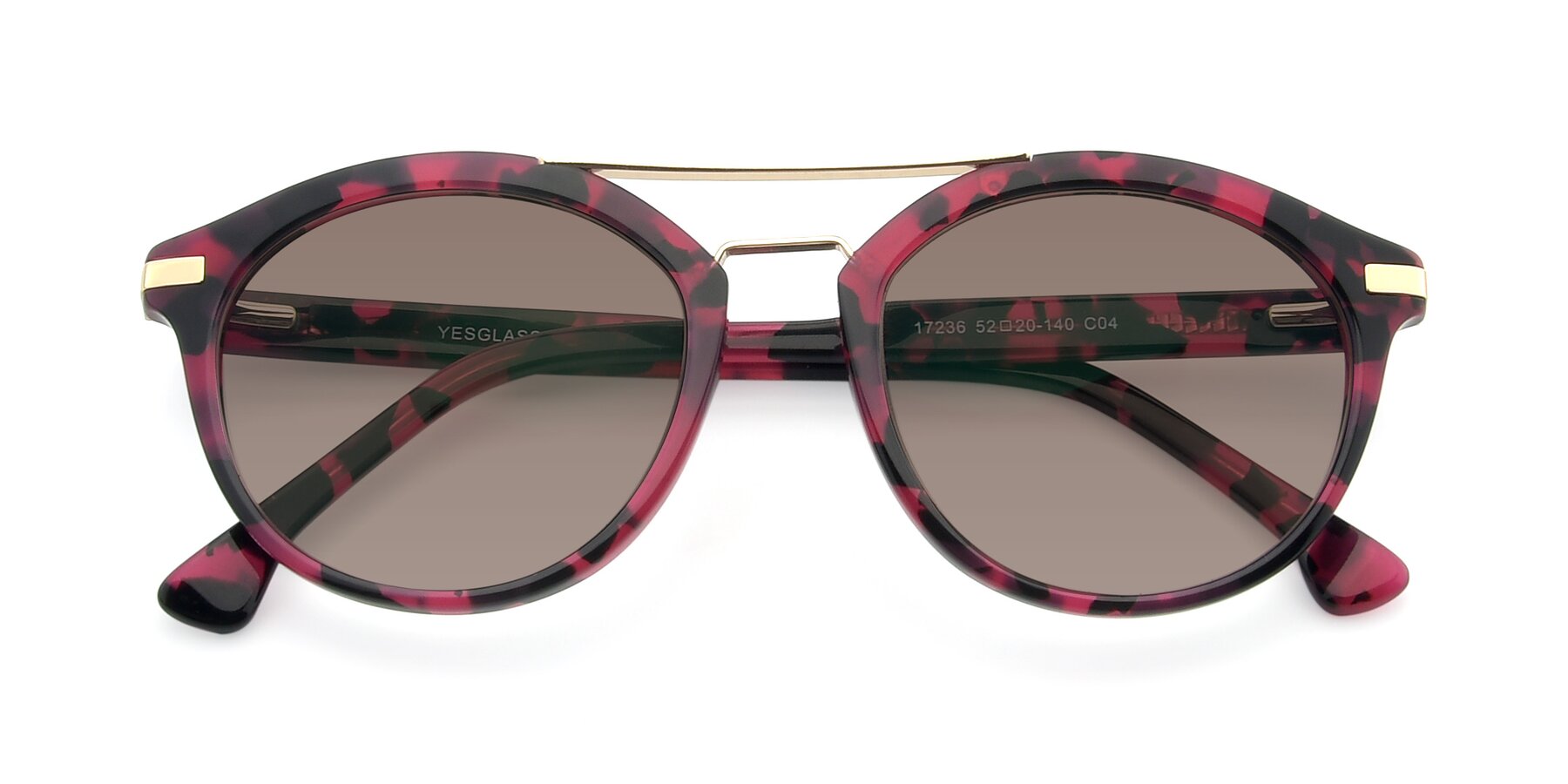 Folded Front of 17236 in Wine Tortoise with Medium Brown Tinted Lenses