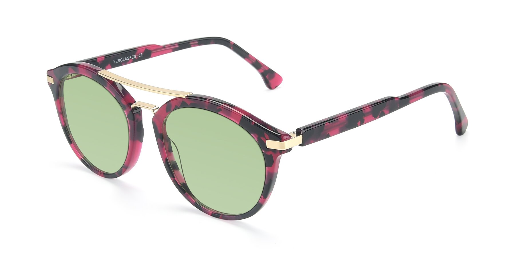 Angle of 17236 in Wine Tortoise with Medium Green Tinted Lenses