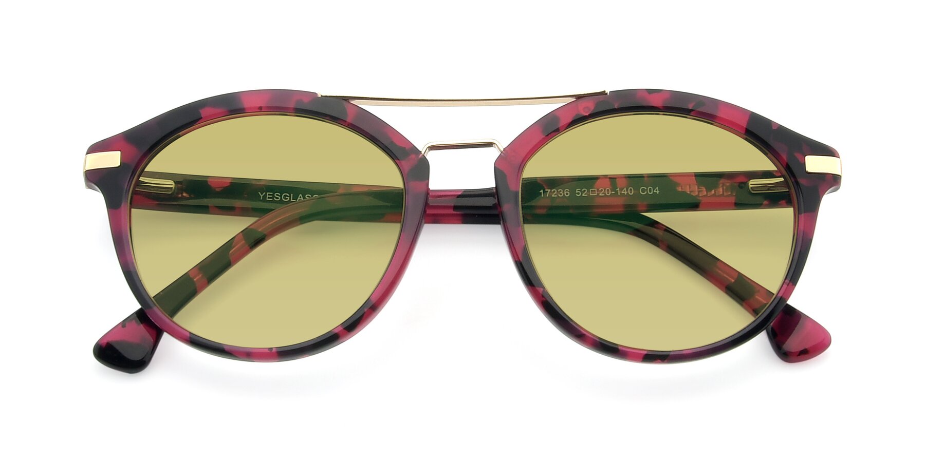 Folded Front of 17236 in Wine Tortoise with Medium Champagne Tinted Lenses