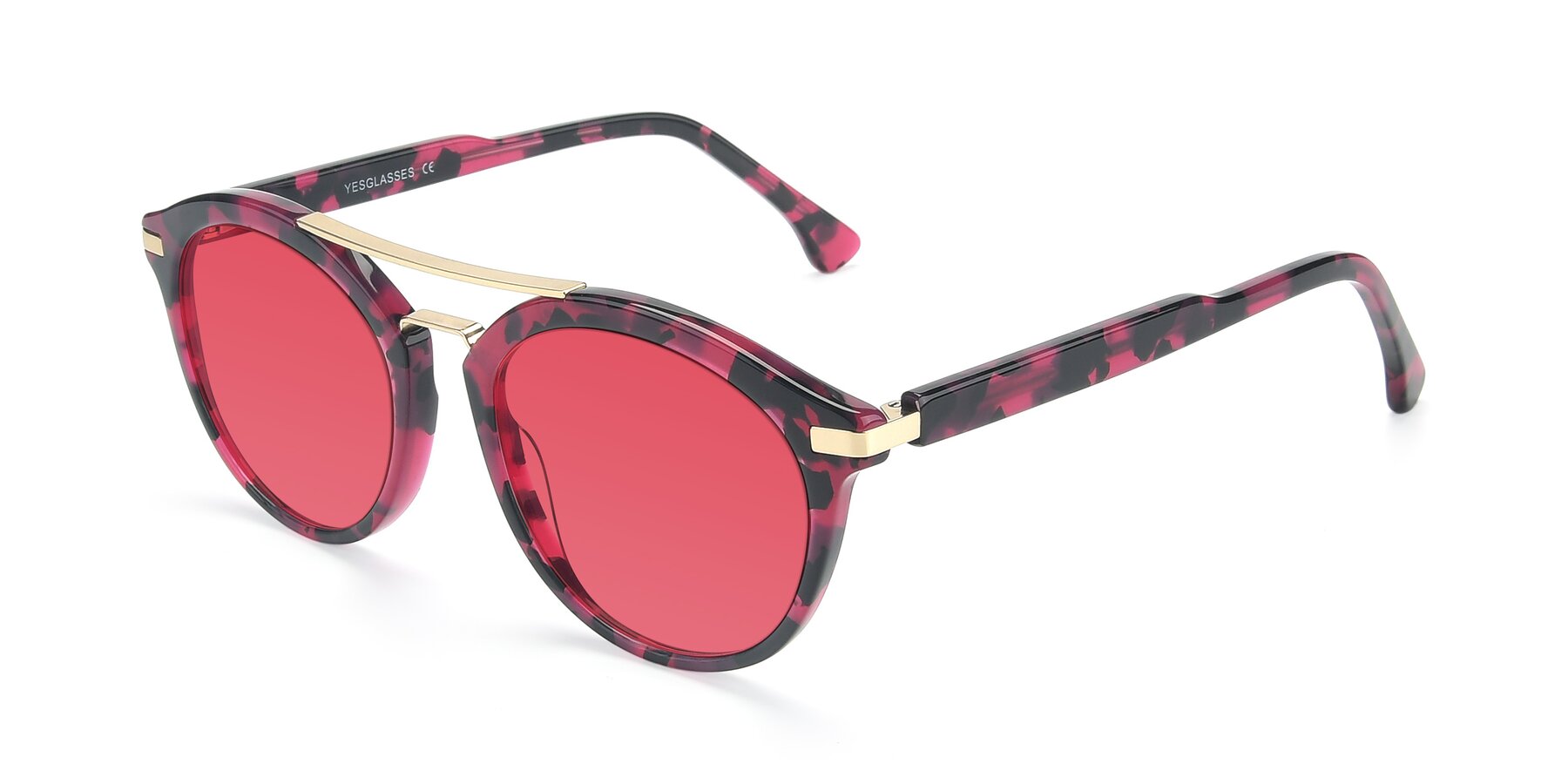 Angle of 17236 in Wine Tortoise with Red Tinted Lenses