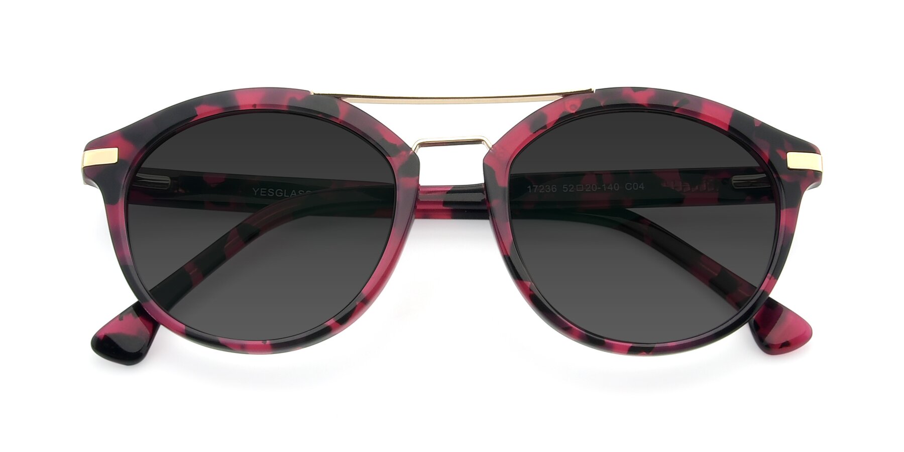 Folded Front of 17236 in Wine Tortoise with Gray Tinted Lenses