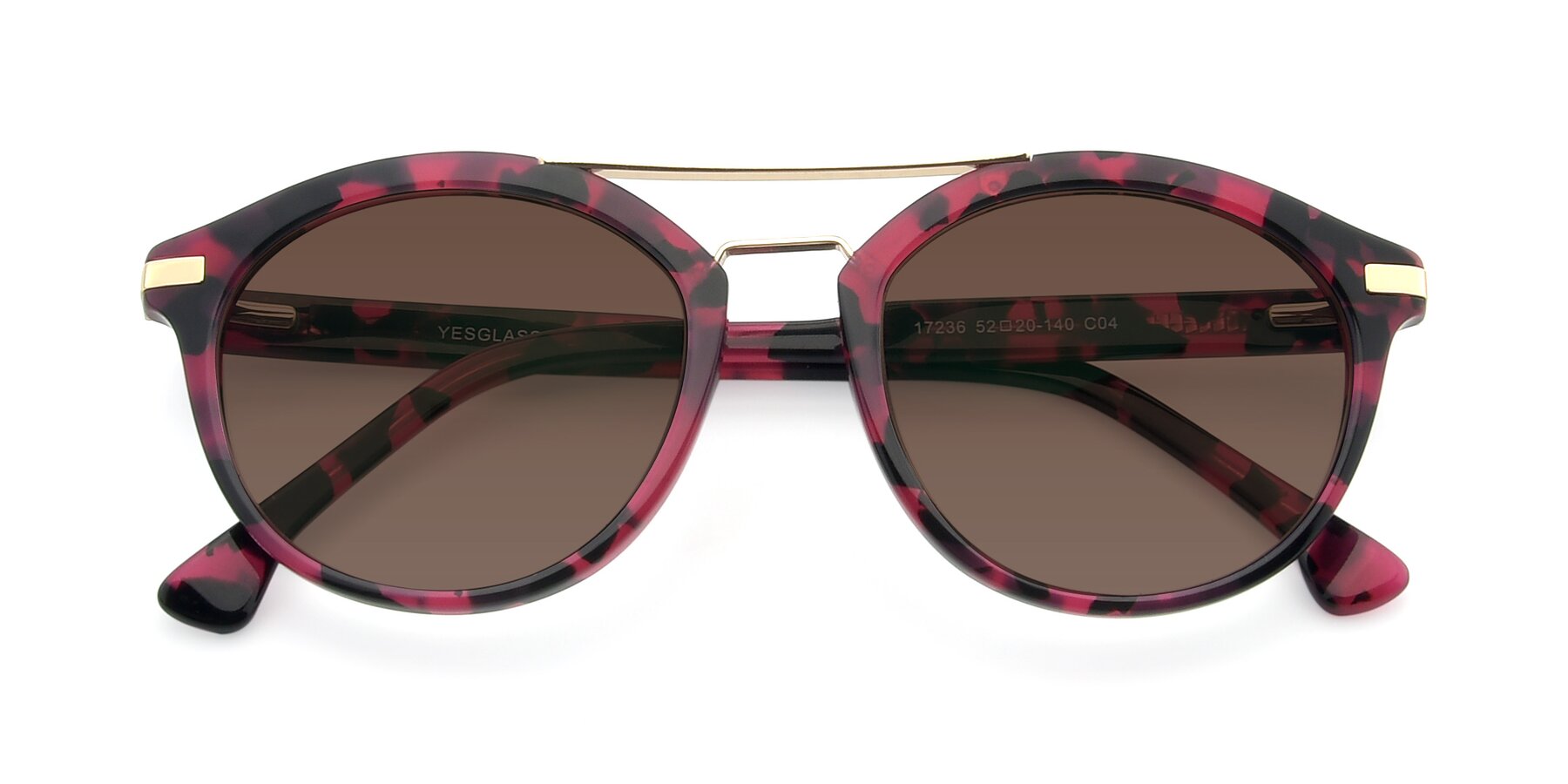 Folded Front of 17236 in Wine Tortoise with Brown Tinted Lenses