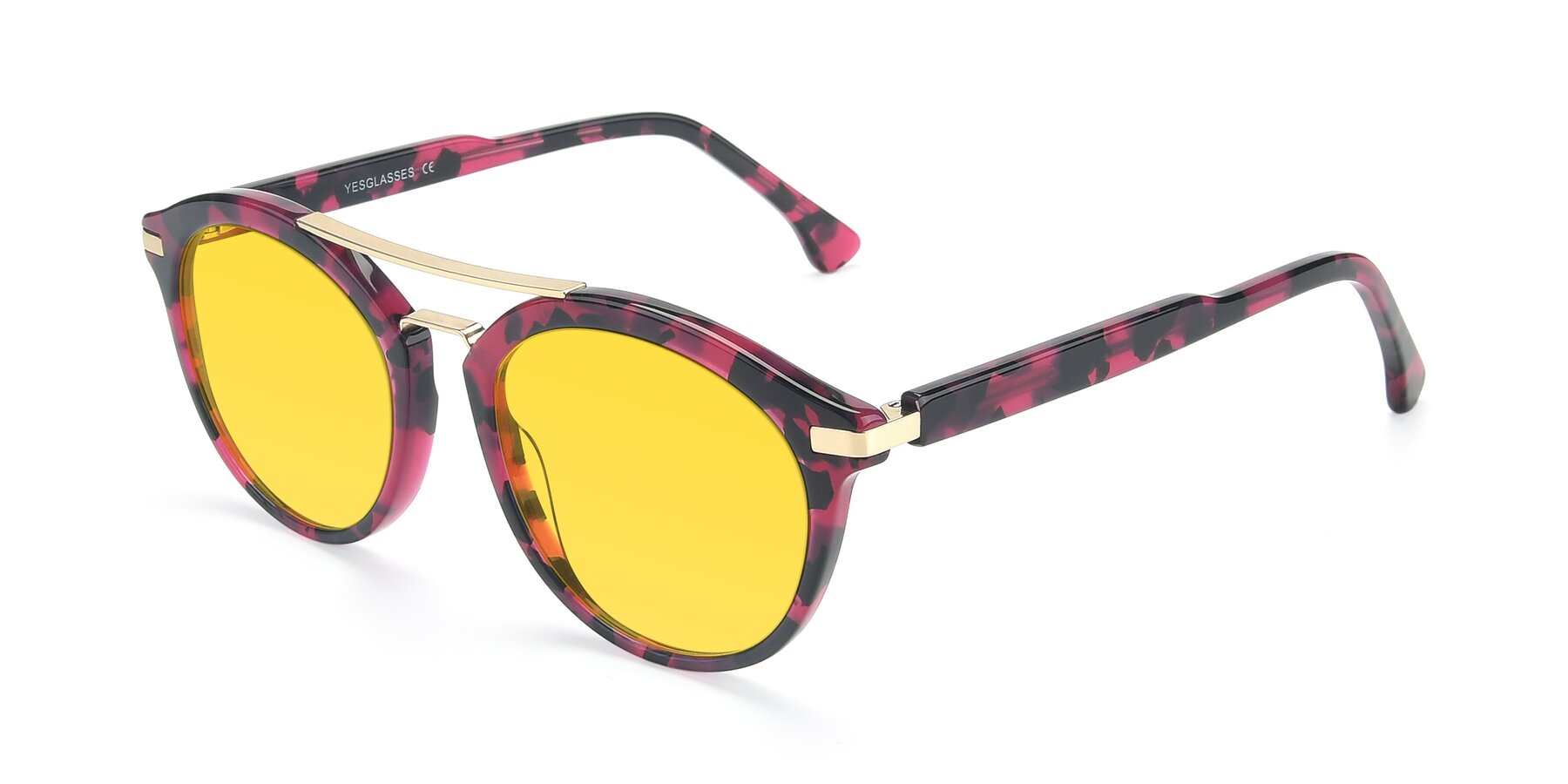 Angle of 17236 in Wine Tortoise with Yellow Tinted Lenses