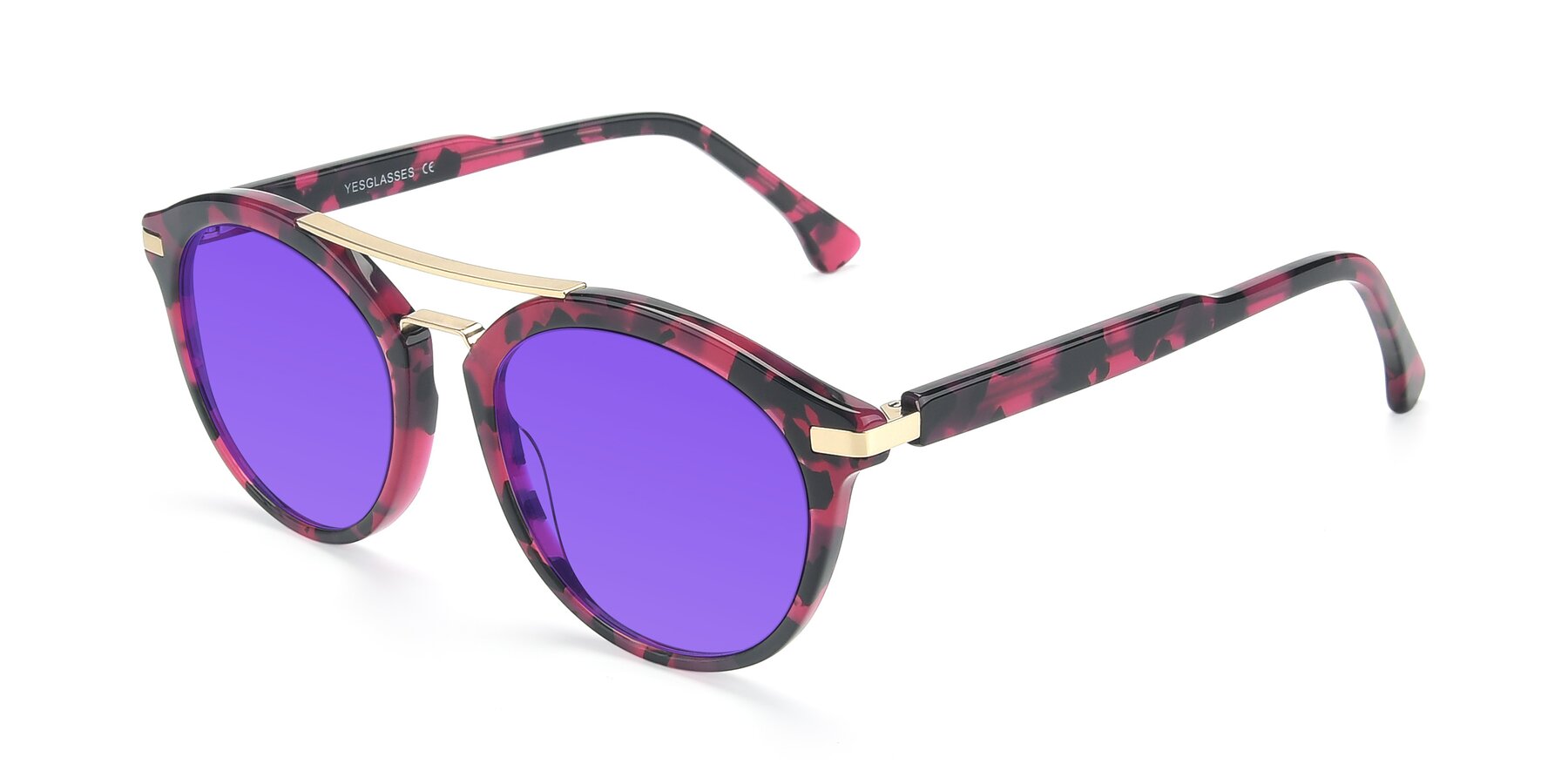 Angle of 17236 in Wine Tortoise with Purple Tinted Lenses